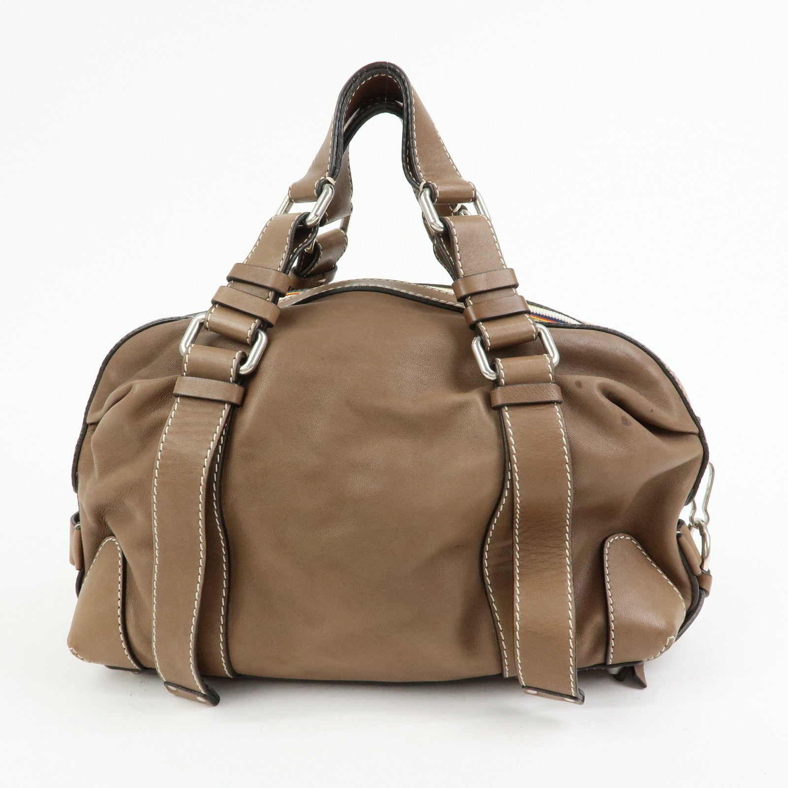 Chloe Patsy Leather Boston Bag Shoulder Bag Hand Bag Brown