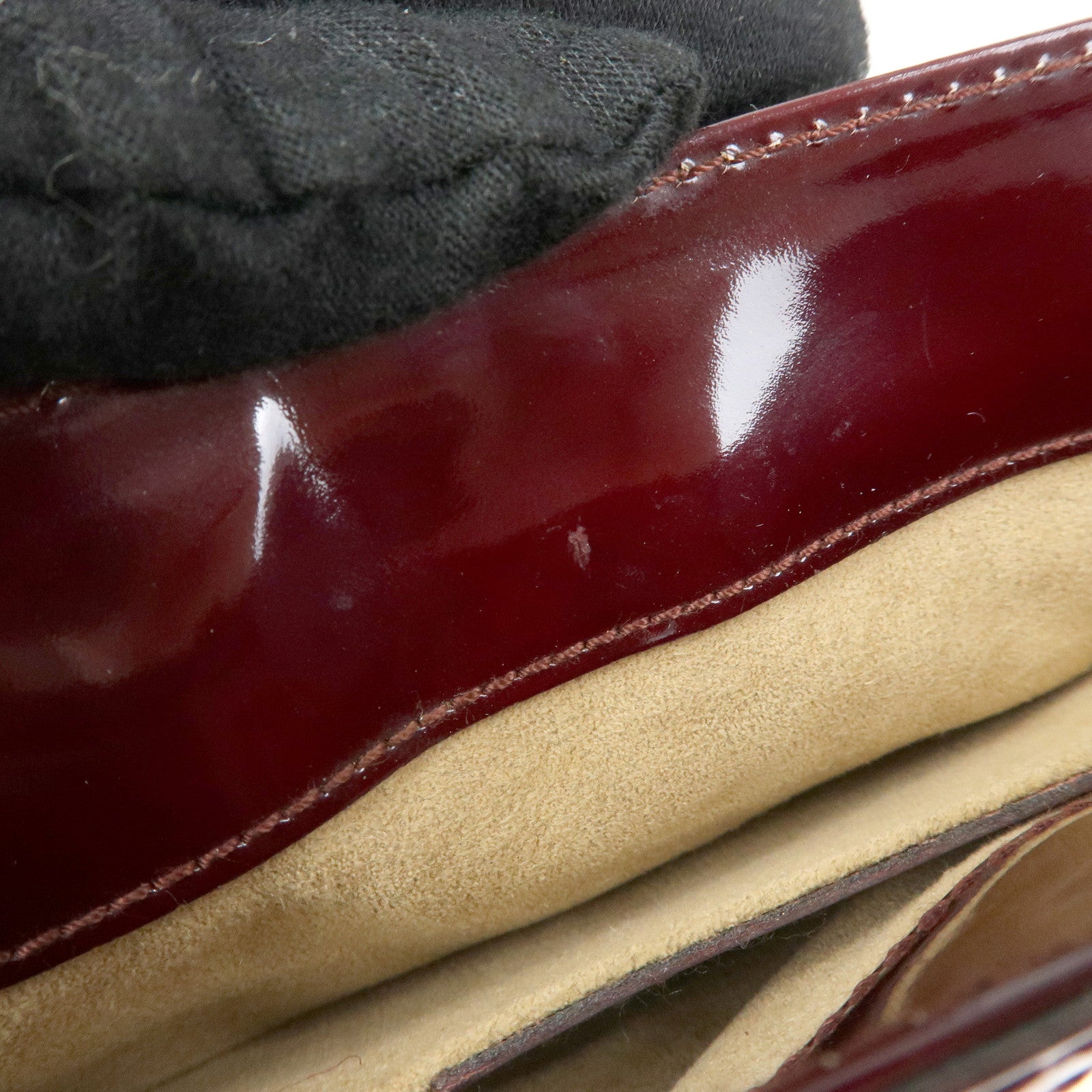 Ferragamo Patent Leather Shoulder Bag Hand Bag Bordeaux