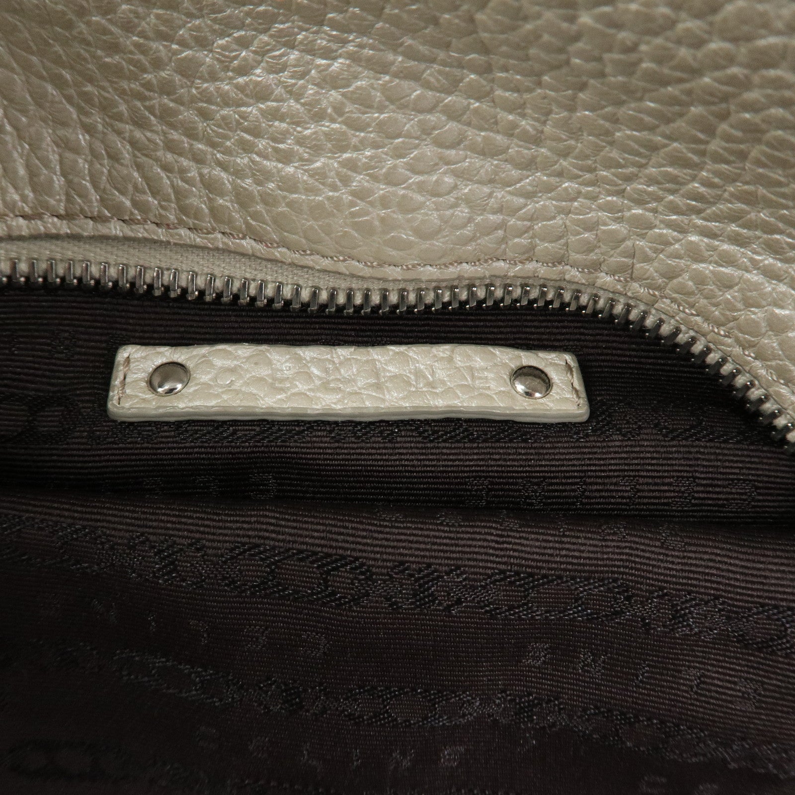 CELINE Logo Leather Bittersweet Shoulder Bag Tote Bag Silver