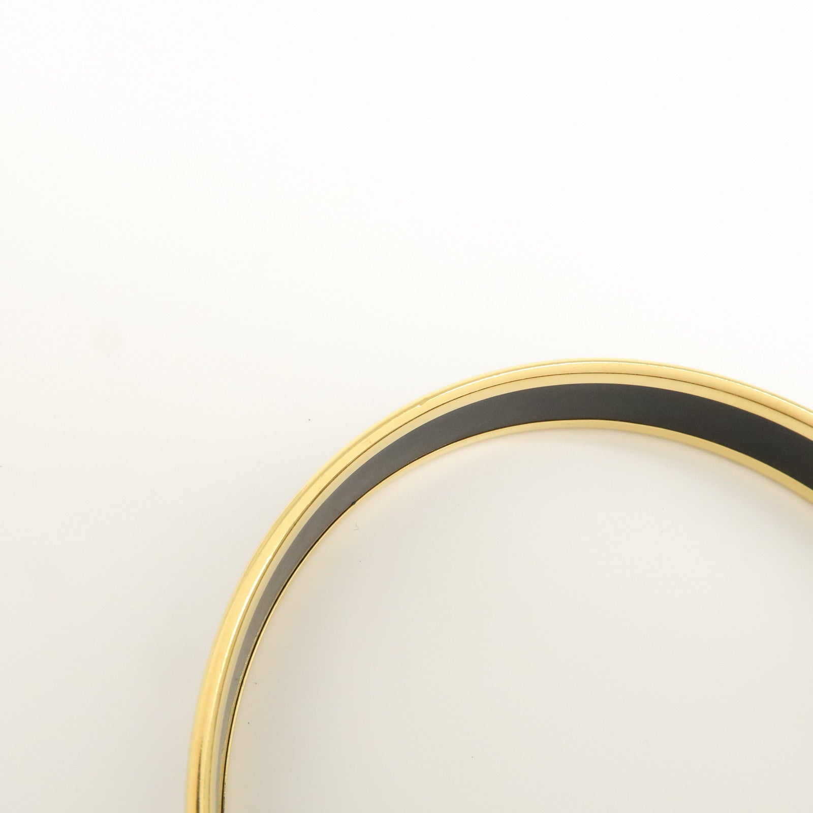 HERMES Email PM Gold Plated Bracelet Bangle Black Multicolor