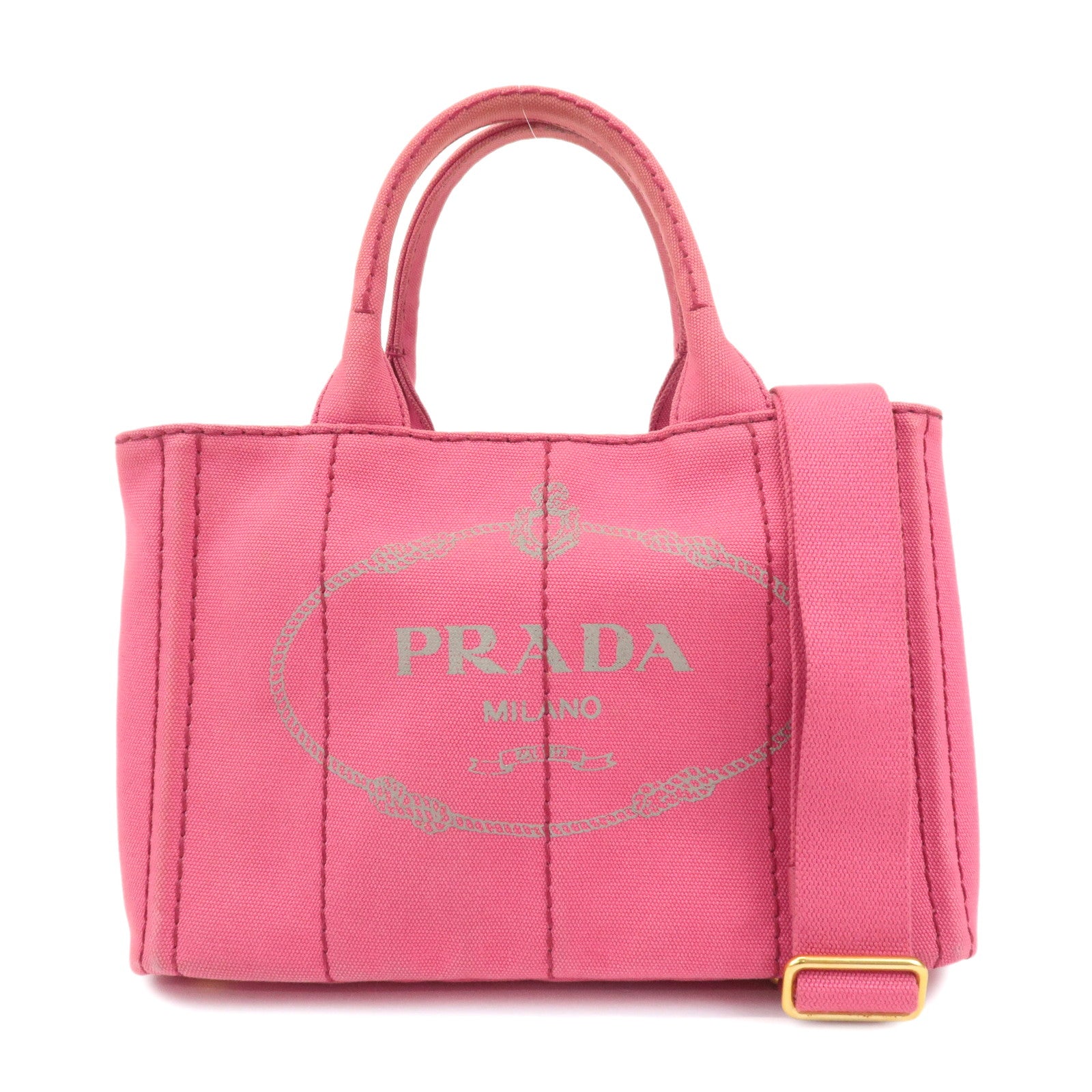 PRADA Canapa Mini Canvas 2Way Hand Bag Shoulder Bag Pink 1BG439 Used