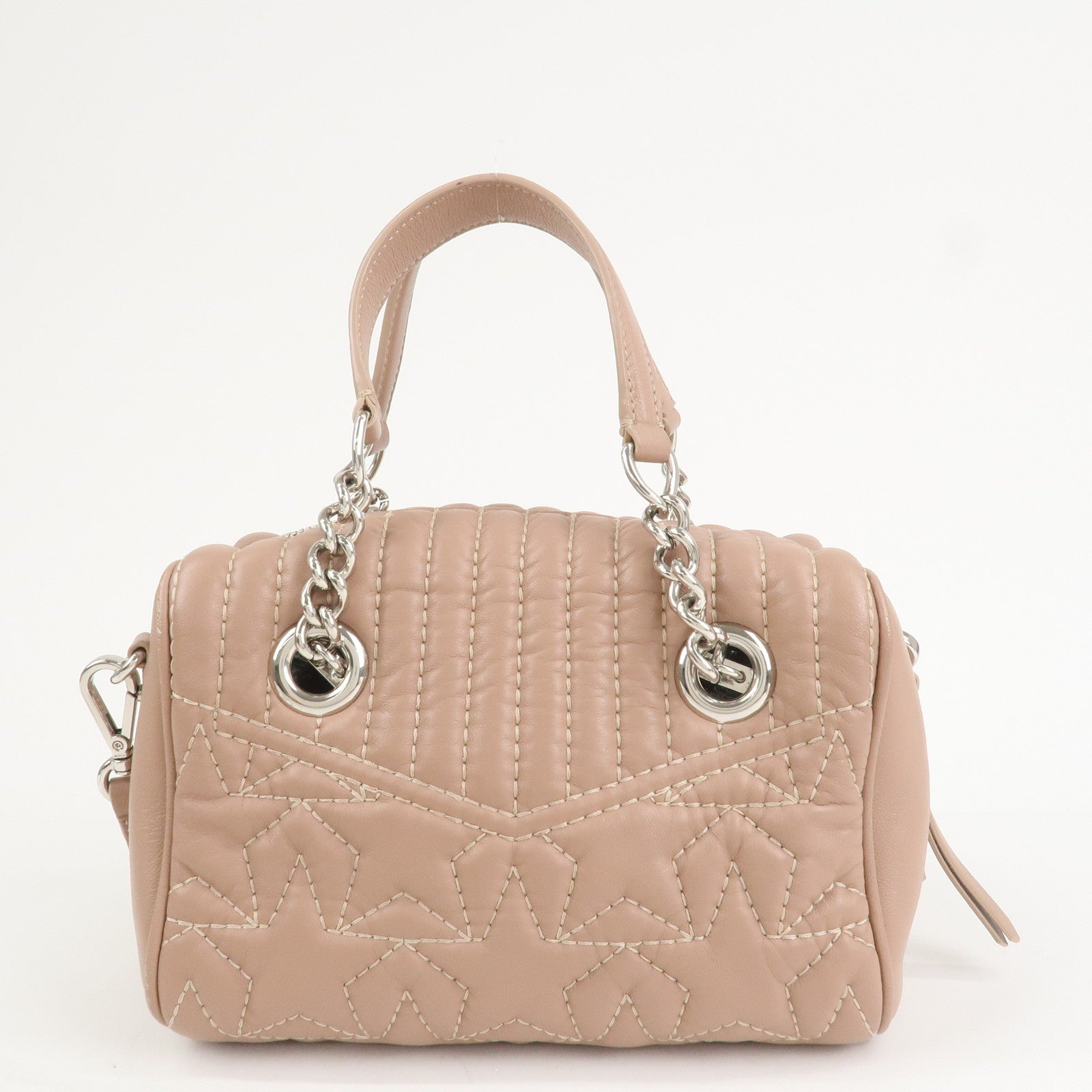 JIMMY CHOO Leather HELIA BOWLING S 2Way Hand Bag Pink Beige