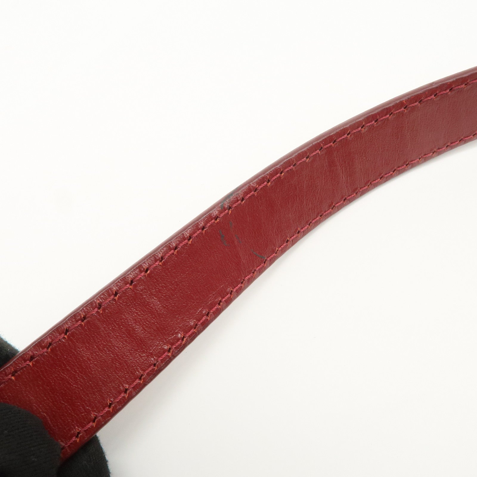 FENDI Zucchino Canvas Leather Turn Lock Shoulder Bag Red 8BR429