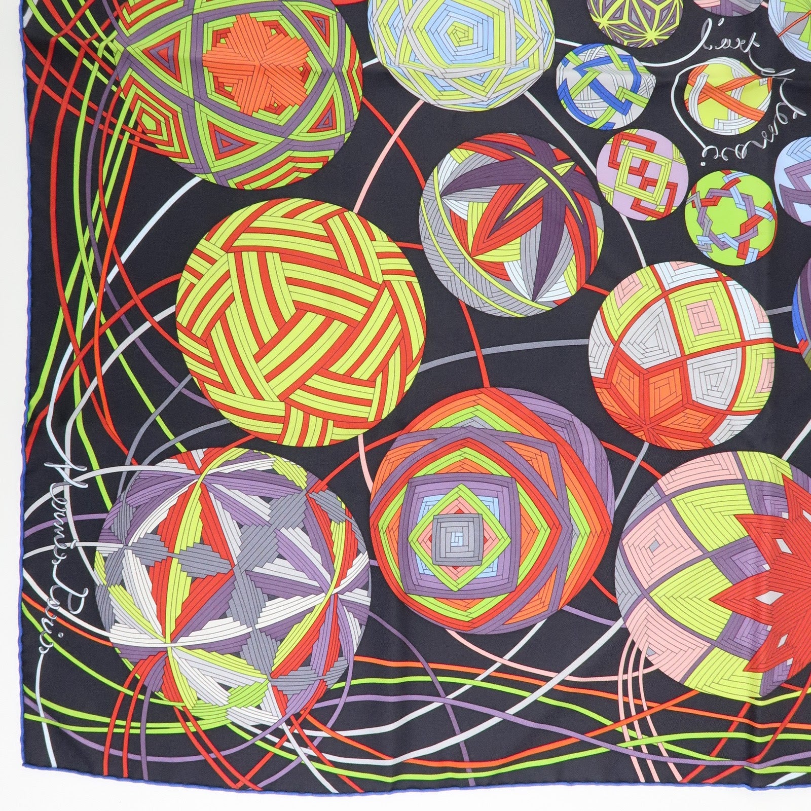 HERMES Carre 90 Silk 100% Scarf L'art du temari Black