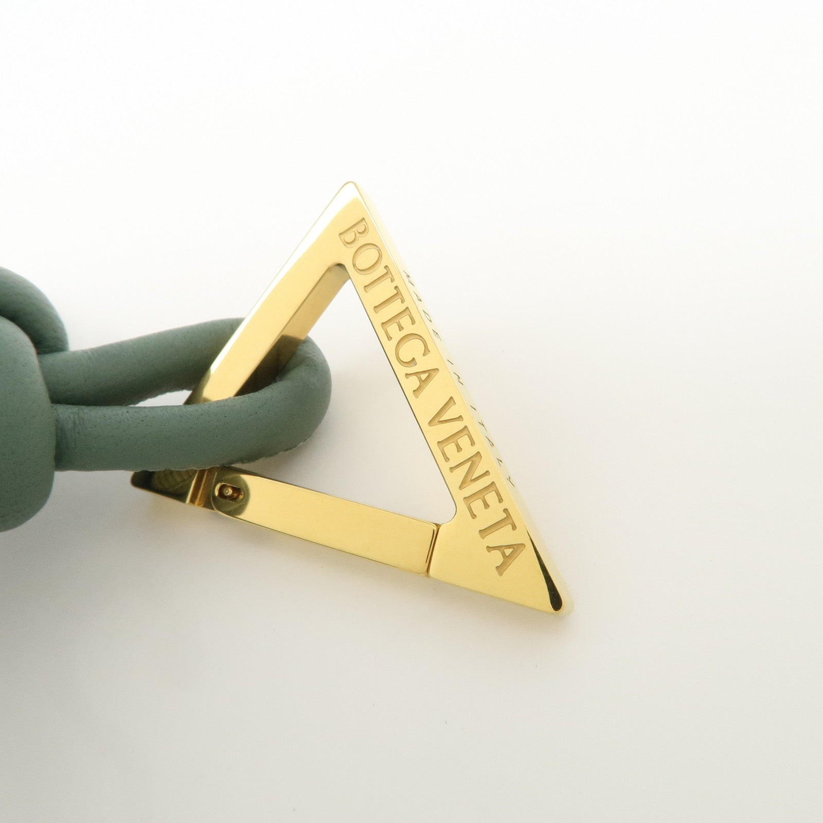 BOTTEGA VENETA Metal Leather Bag Charm Key Charm Green