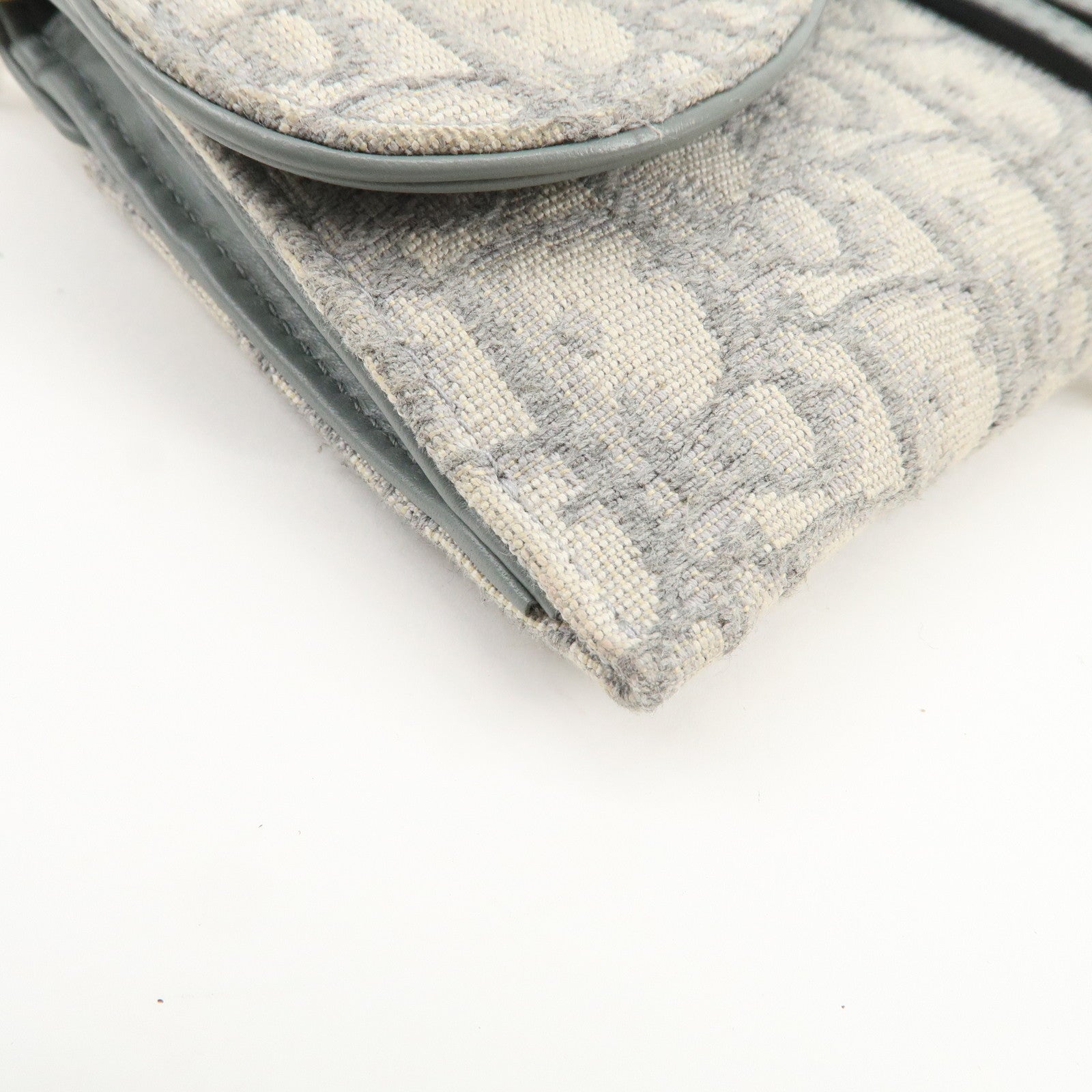 Christian Dior Oblique Jacquard Calf Leather Chain Wallet Gray WOC