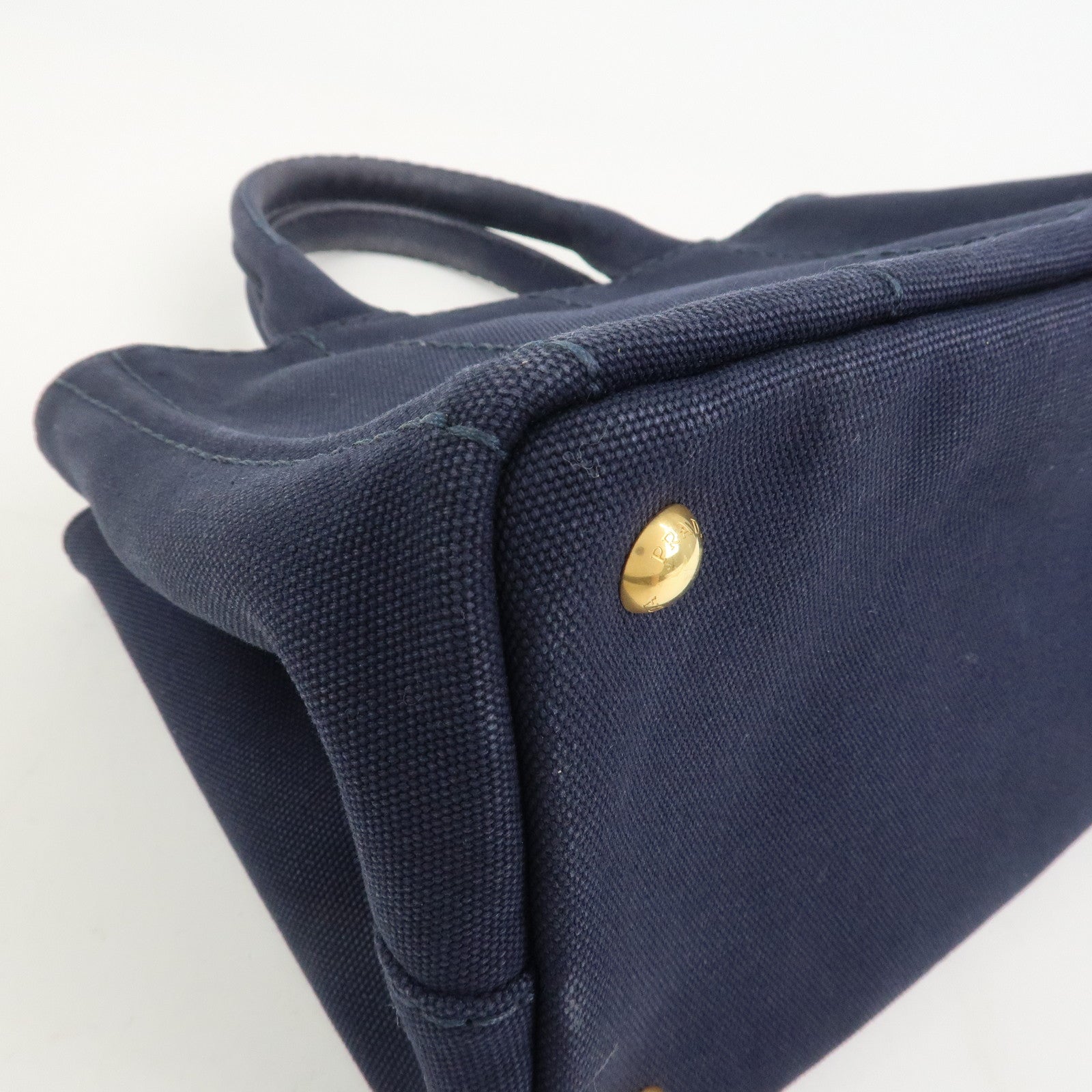 PRADA Logo Canapa Mini Canvas 2Way Bag Hand Bag Navy 1BG439