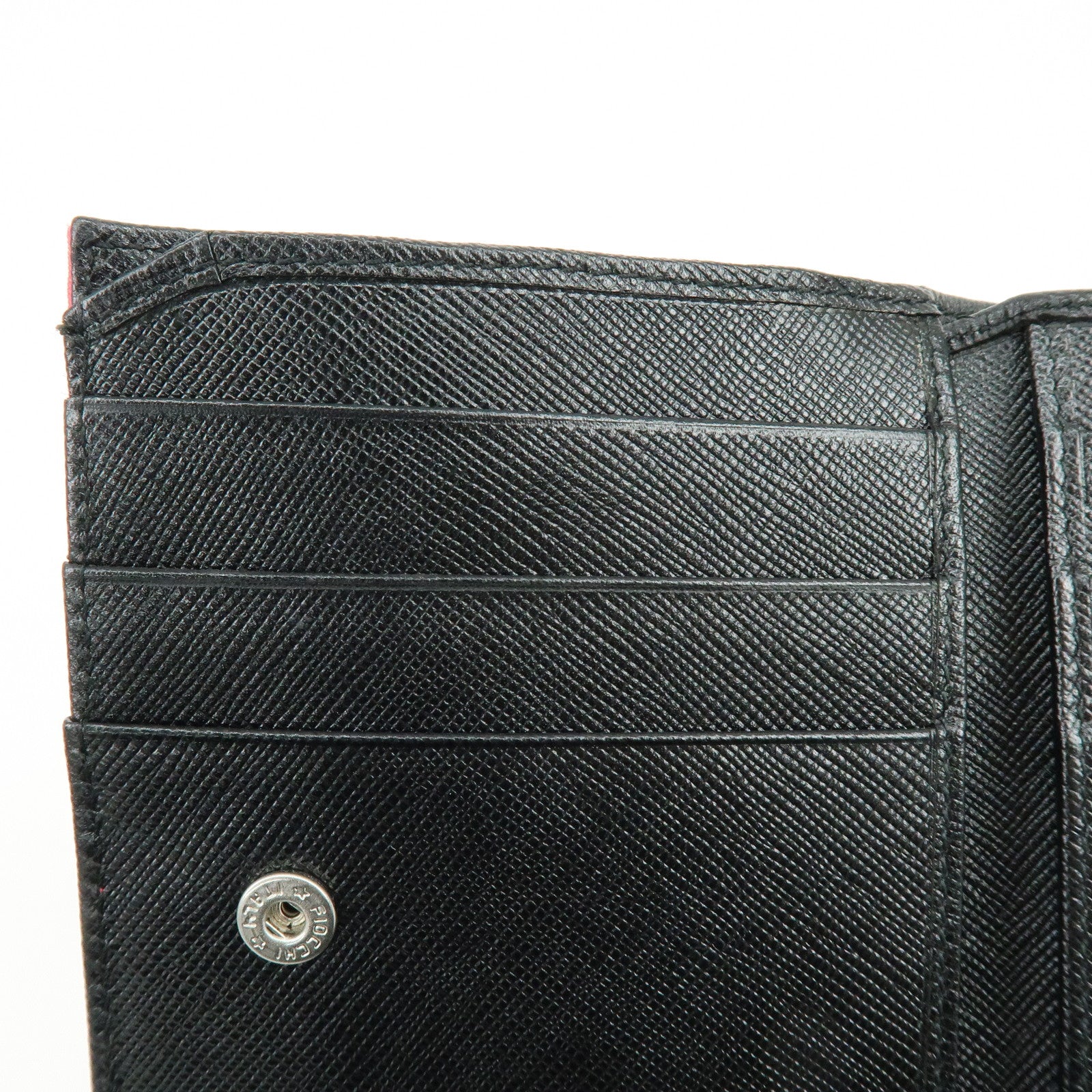 PRADA Triangle Logo Nylon Saffiano Leather Compact Wallet Pink M668
