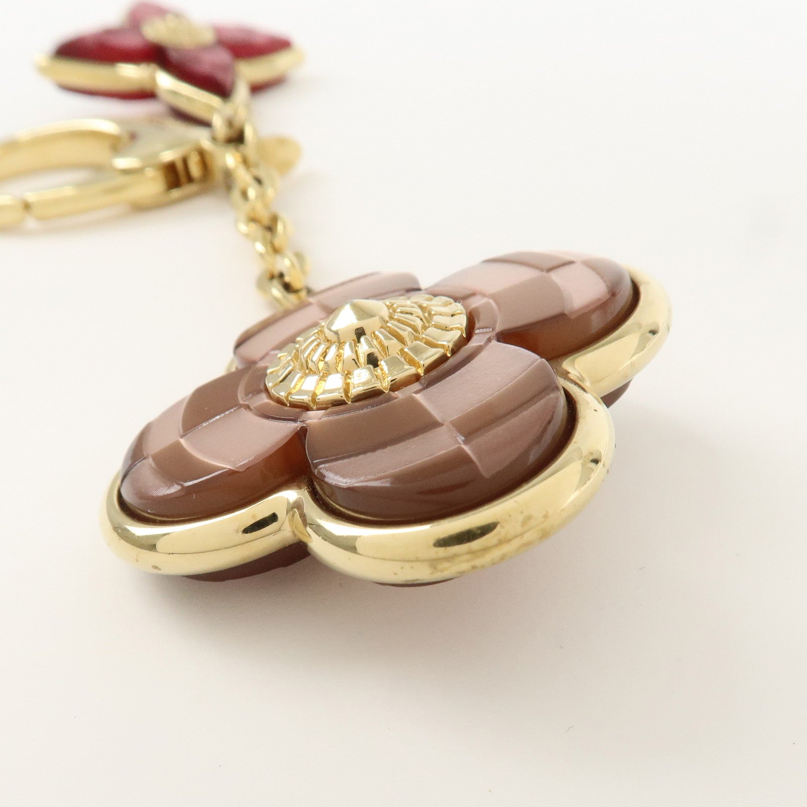 Louis Vuitton Bijou Sac Mosaic Bag Charm Flower Gold Pink M66882 Used