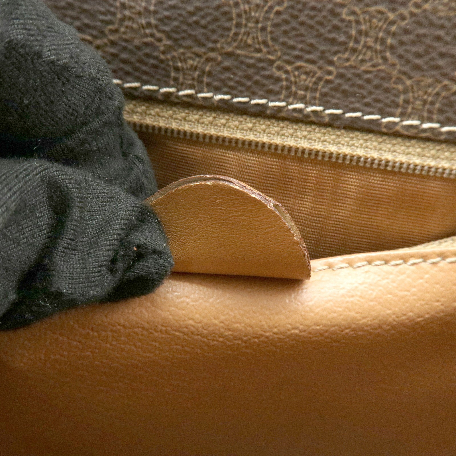 CELINE Macadam PVC Leather Shoulder Bag Crossbody Bag Brown