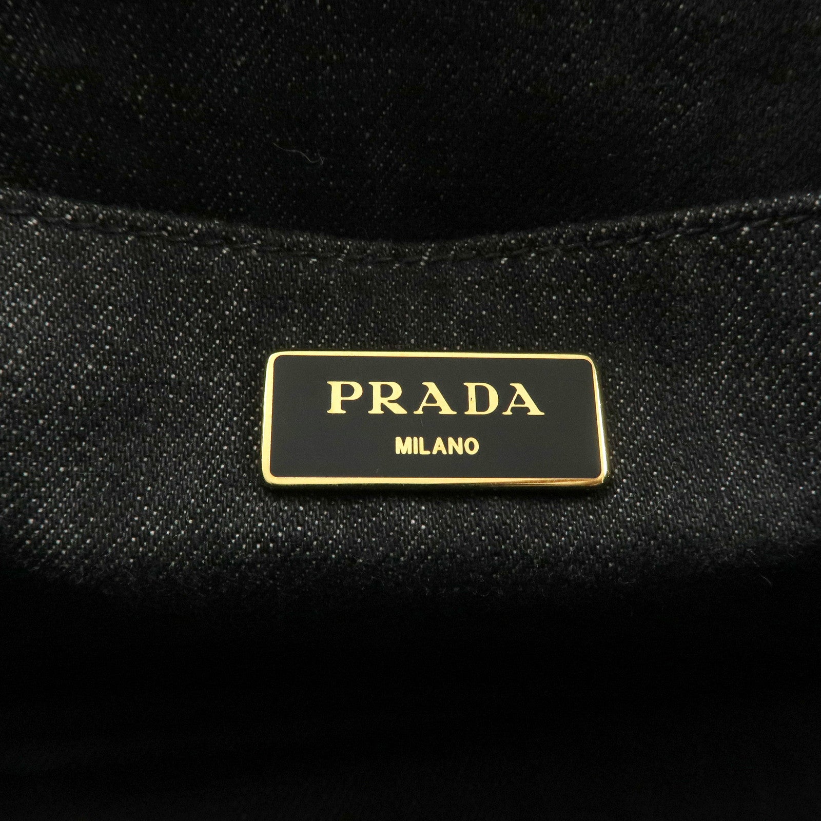 PRADA Logo Canapa Mini Denim 2Way Tote Bag Gray Gold HDW 1BG439 Used