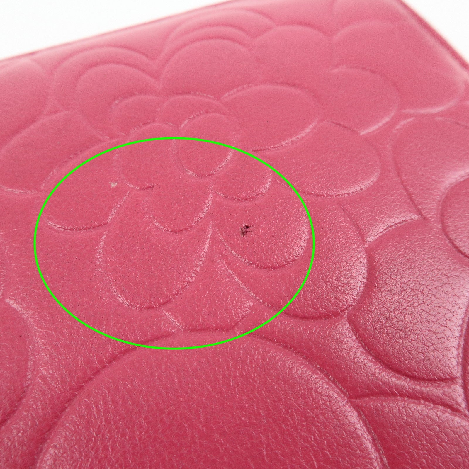 CHANEL Camellia Lamb Skin Round Zippy Wallet Pink A82281