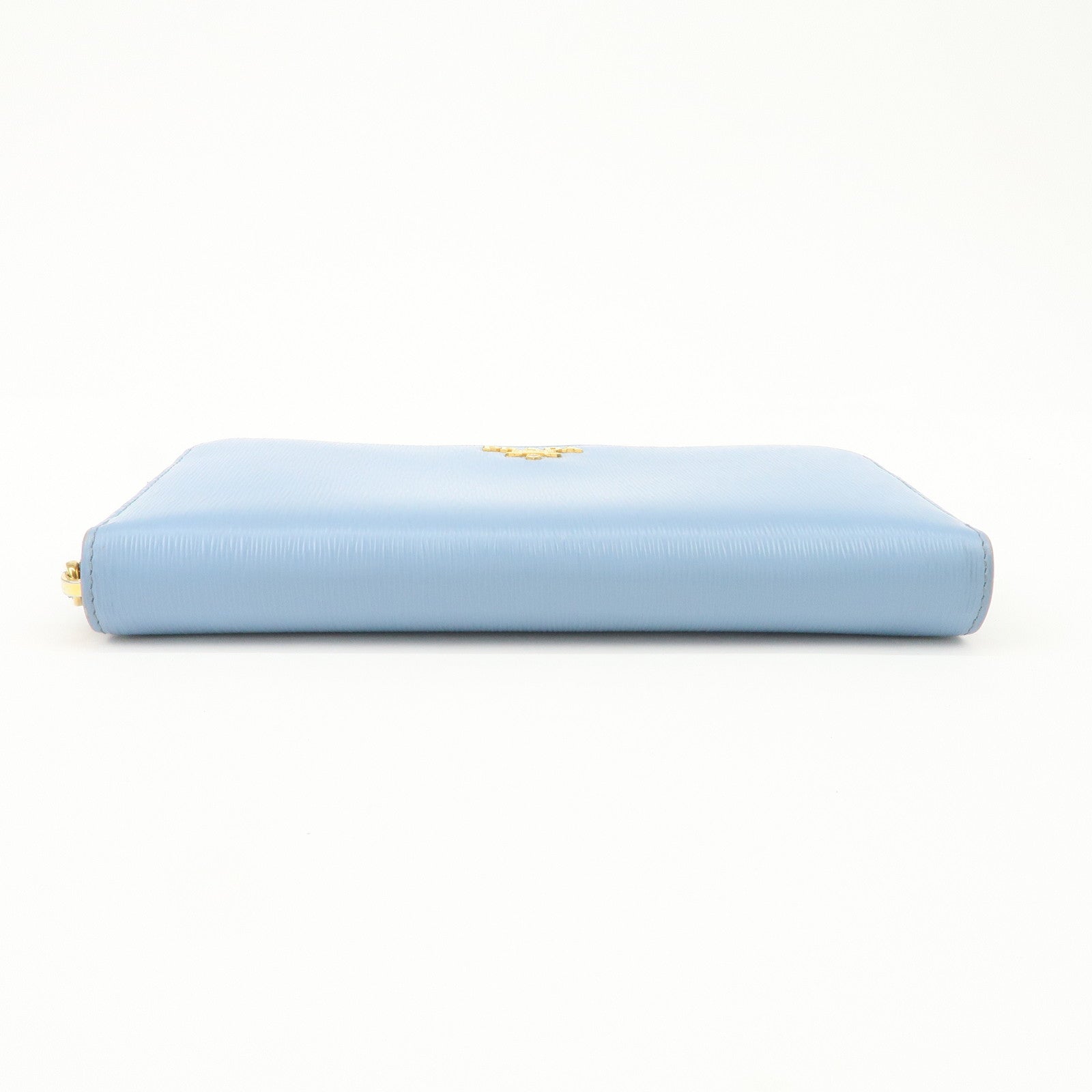PRADA Logo Vitello Move Leather Zippy Long Wallet Light Blue 1ML506