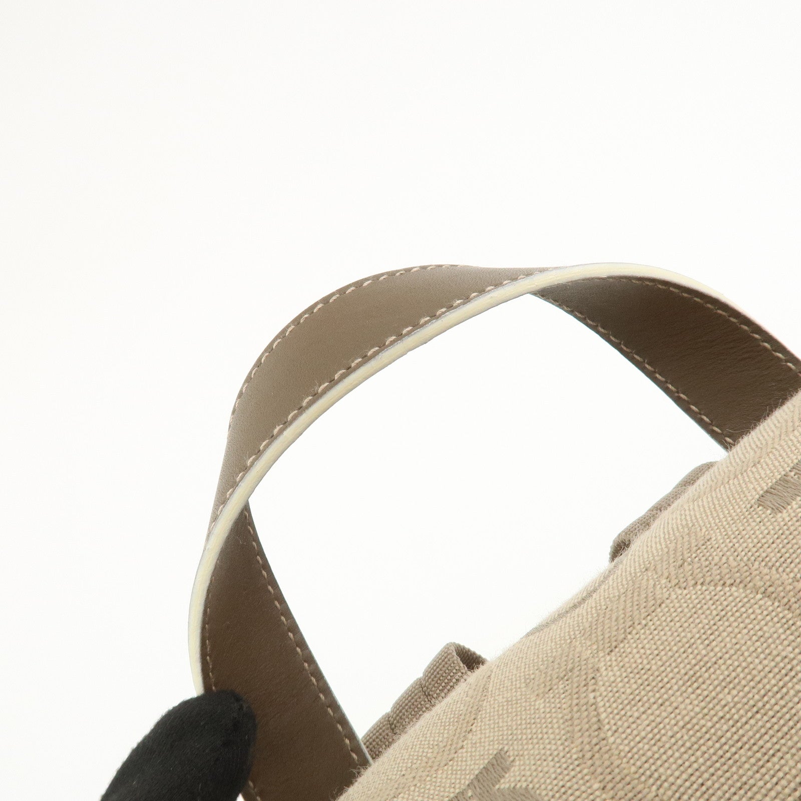 Ferragamo Gancini Canvas Leather Backpack Rucksuck Beige