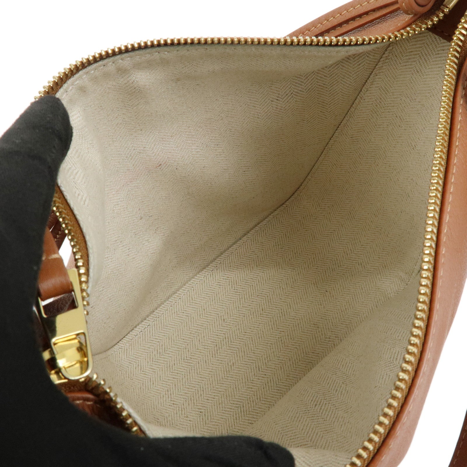 LOEWE Anagram Hammock Calf Leather Shoulder Bag Hobo Bag Brown