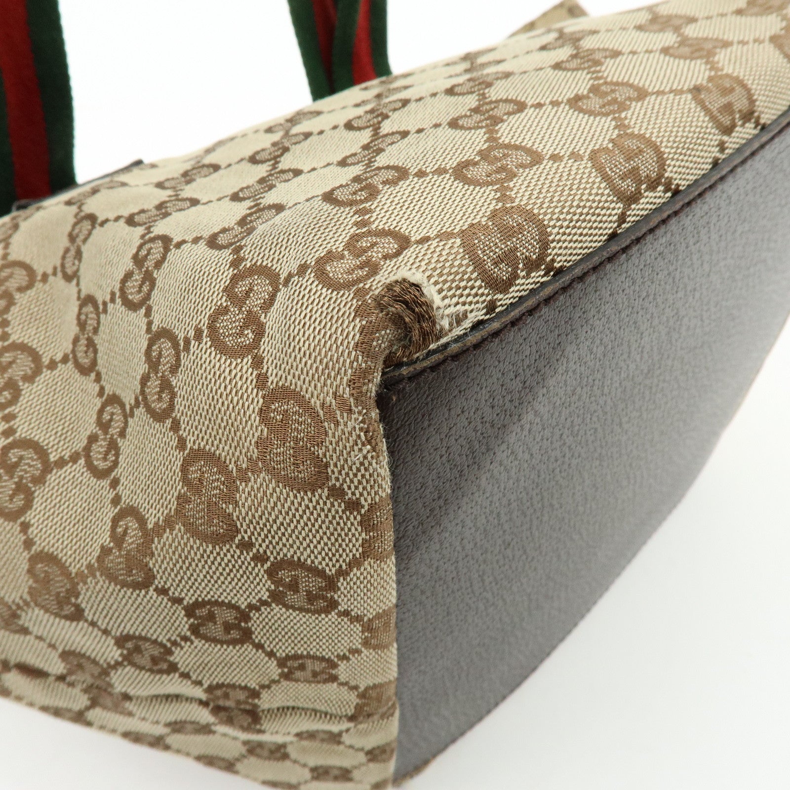 GUCCI Sherry GG Canvas Leather Tote Bag Hand Bag Brown 131228