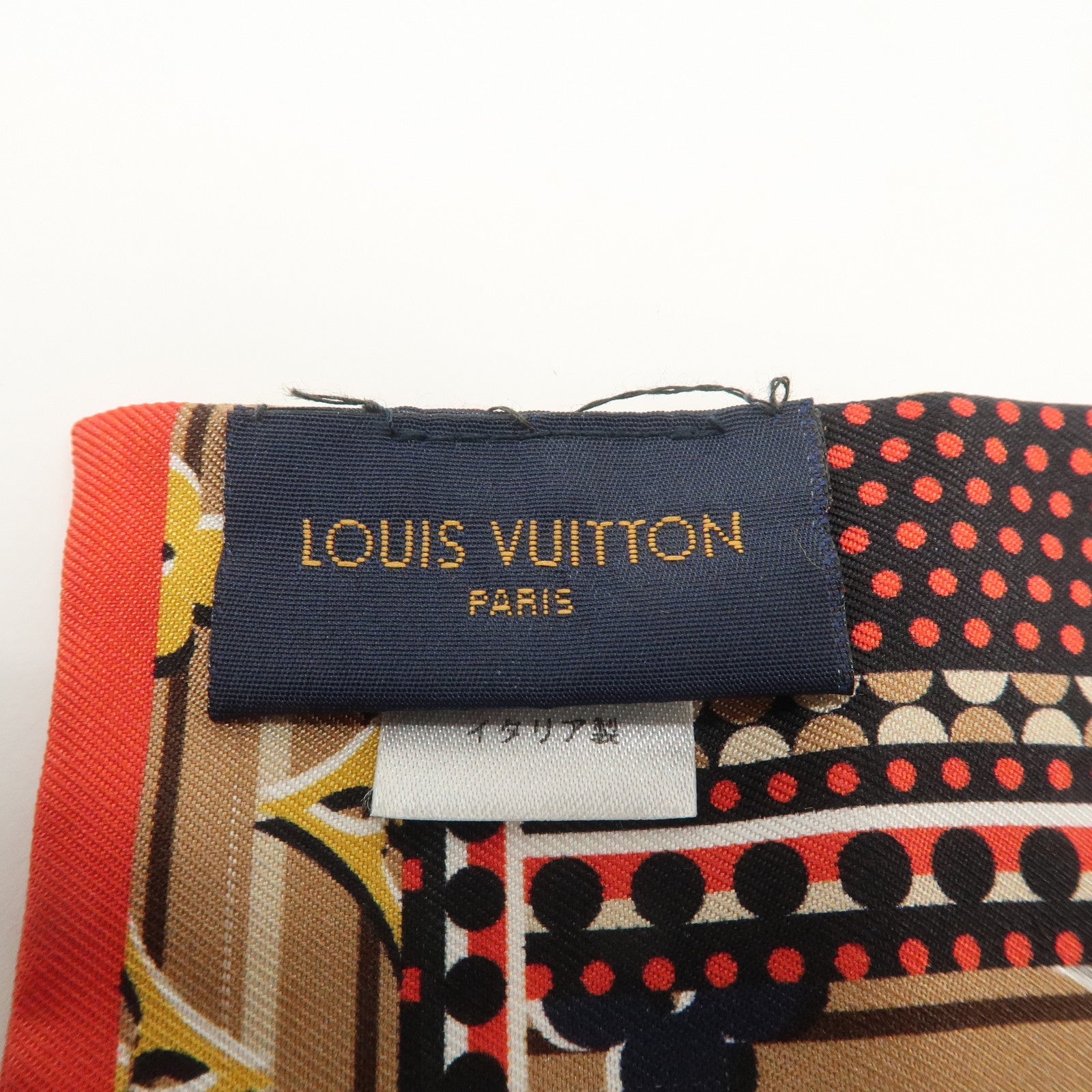 Louis Vuitton 100% Silk Bandeau Monodots Scarf Beige Red M70848