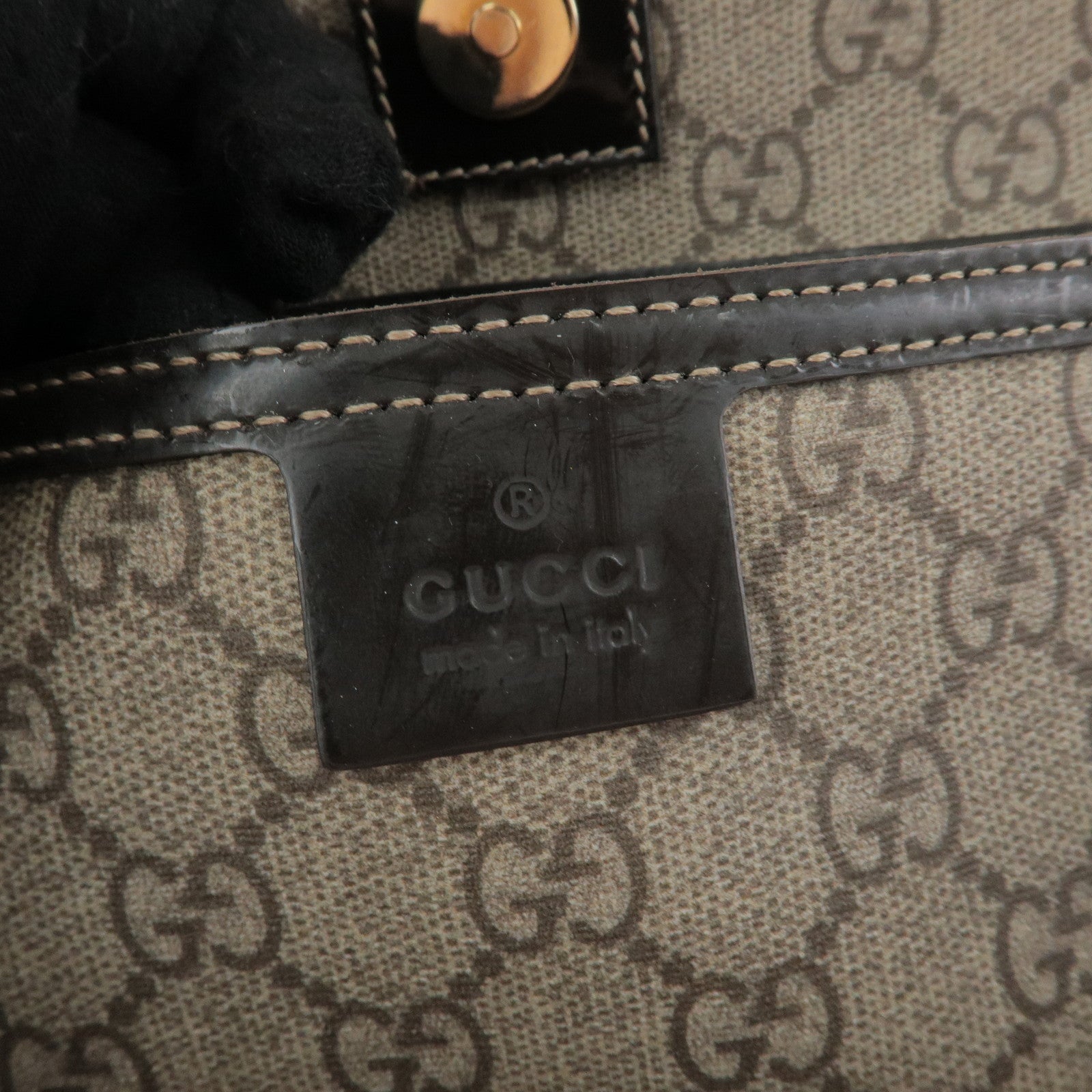 GUCCI GG Supreme Patent Leather Tote Bag Shoulder Bag 197953