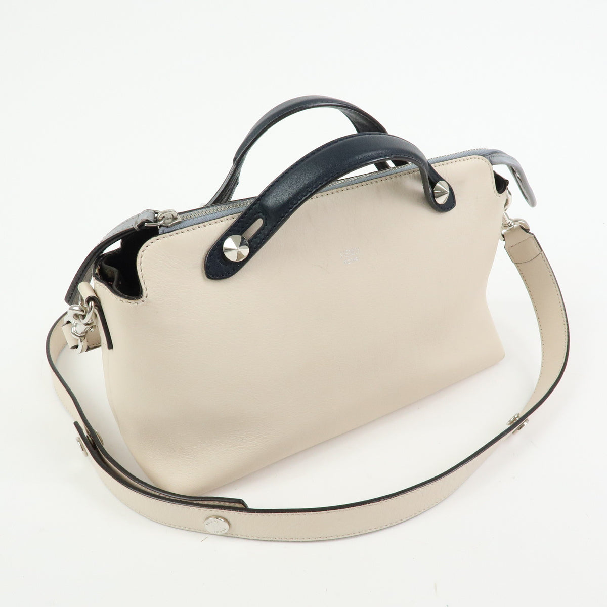FENDI By The Way Leather Medium 2Way Hand Shoulder Bag Ivory 8BL124