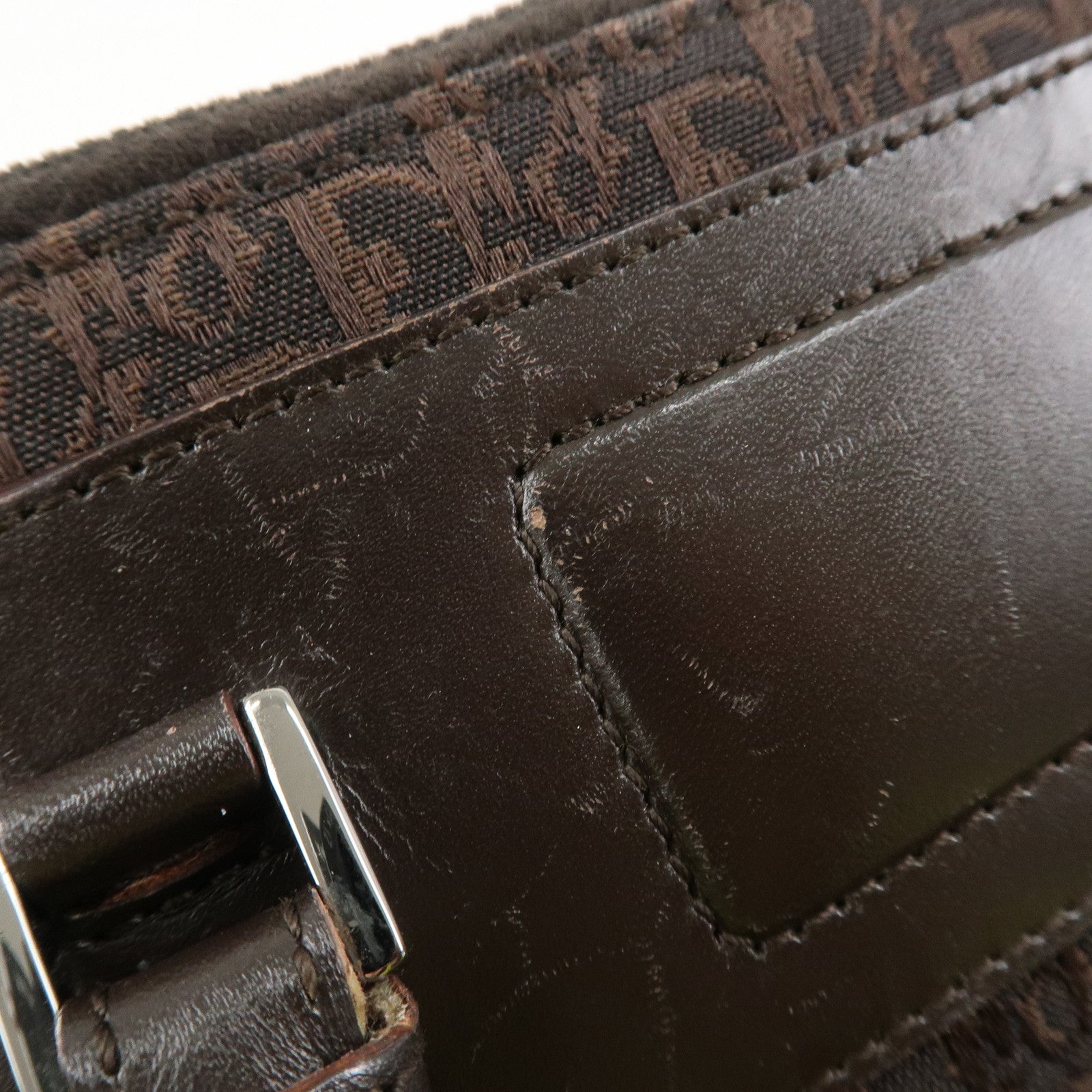 Christian Dior Street Chic Trotter Canvas Leather Hand Bag Brown Used