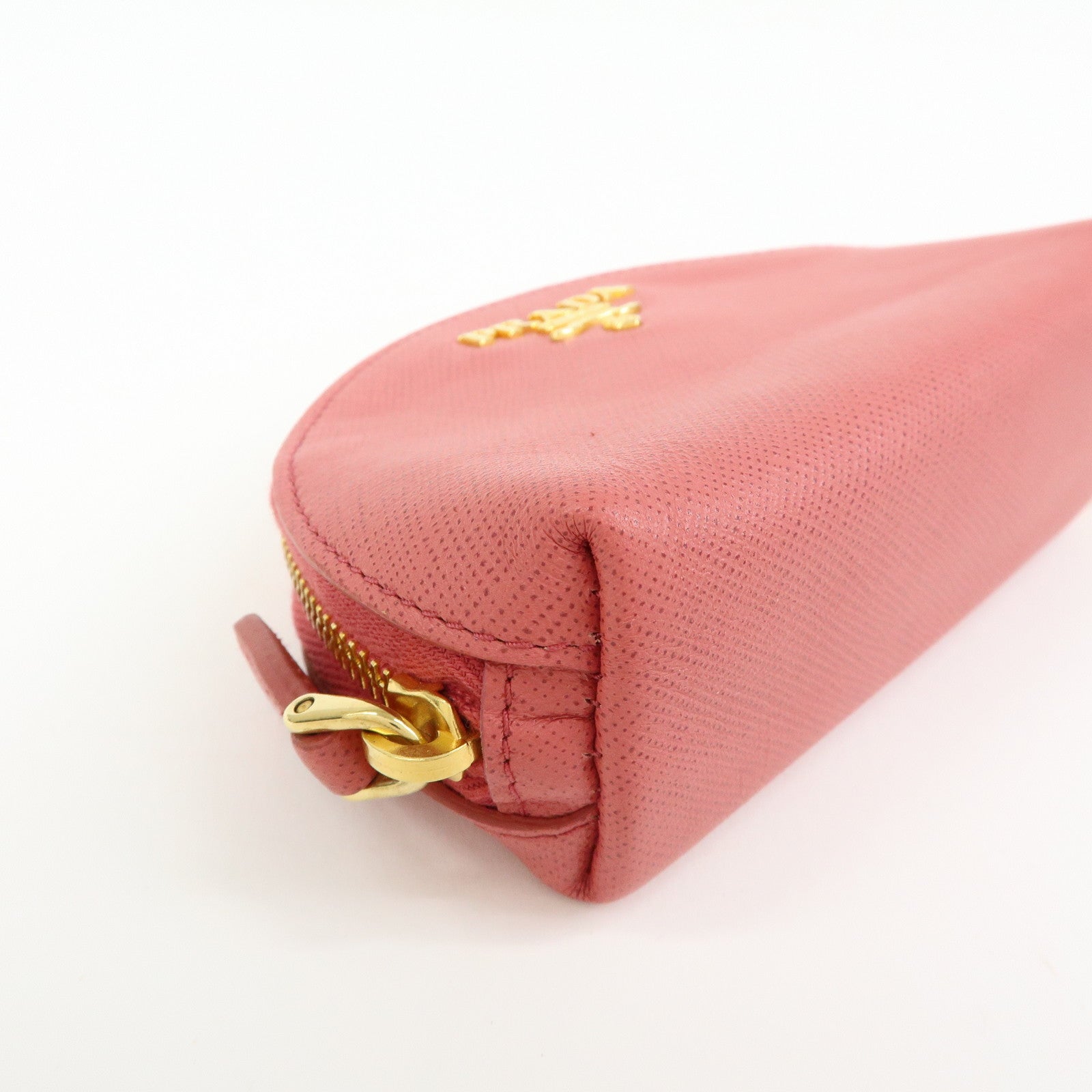 PRADA Saffiano Leather Bag Charm Accessory Pouch Pink 1M1218