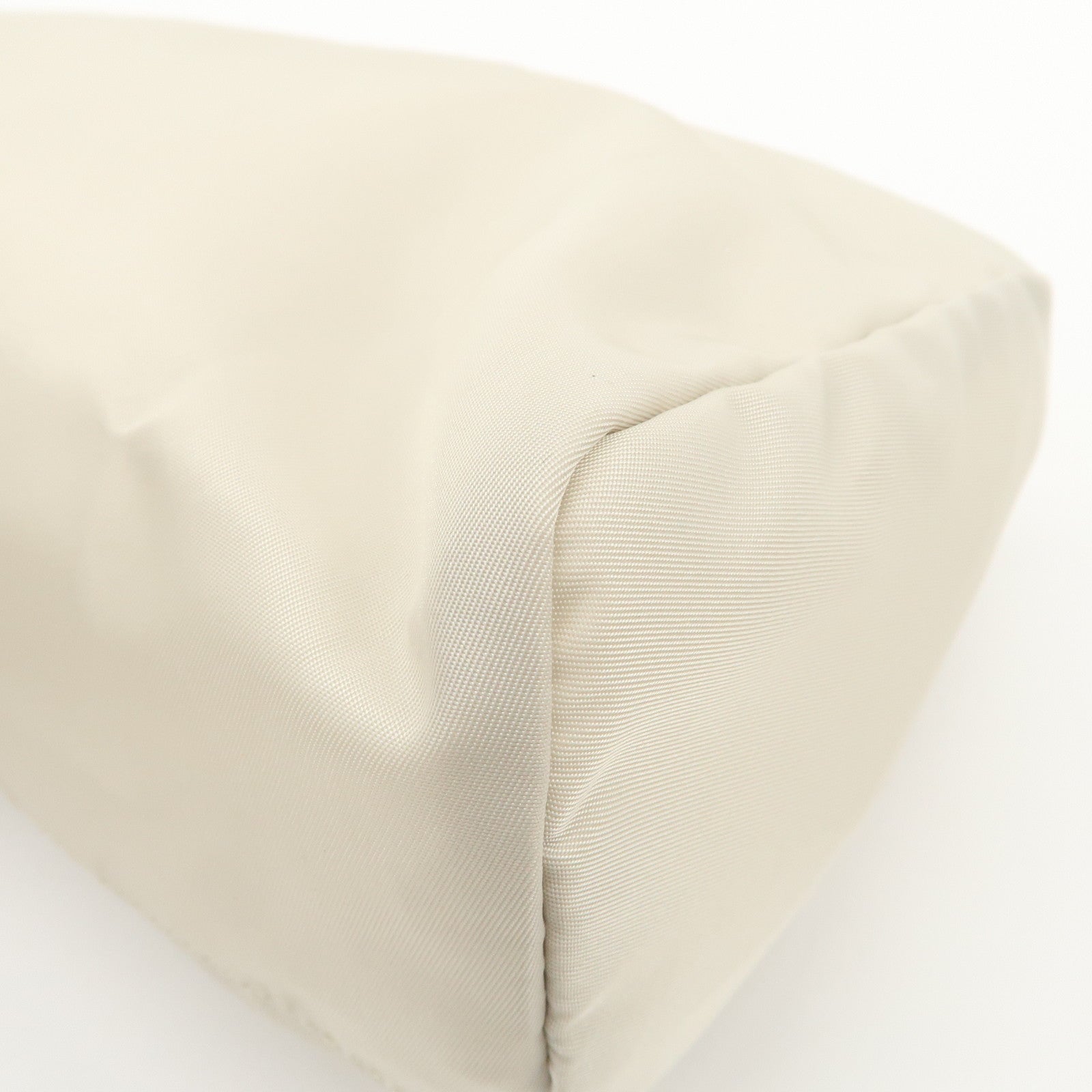 PRADA Triangle Logo Nylon Cosmetic Pouch Makeup Bag Ivory 1NA012