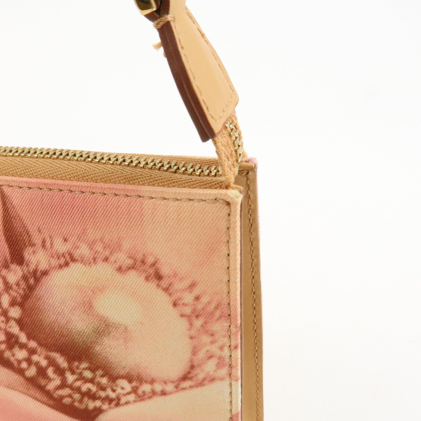 Ferragamo Gancini Nylon Leather Shoulder Bag Hand Bag Flower Pink