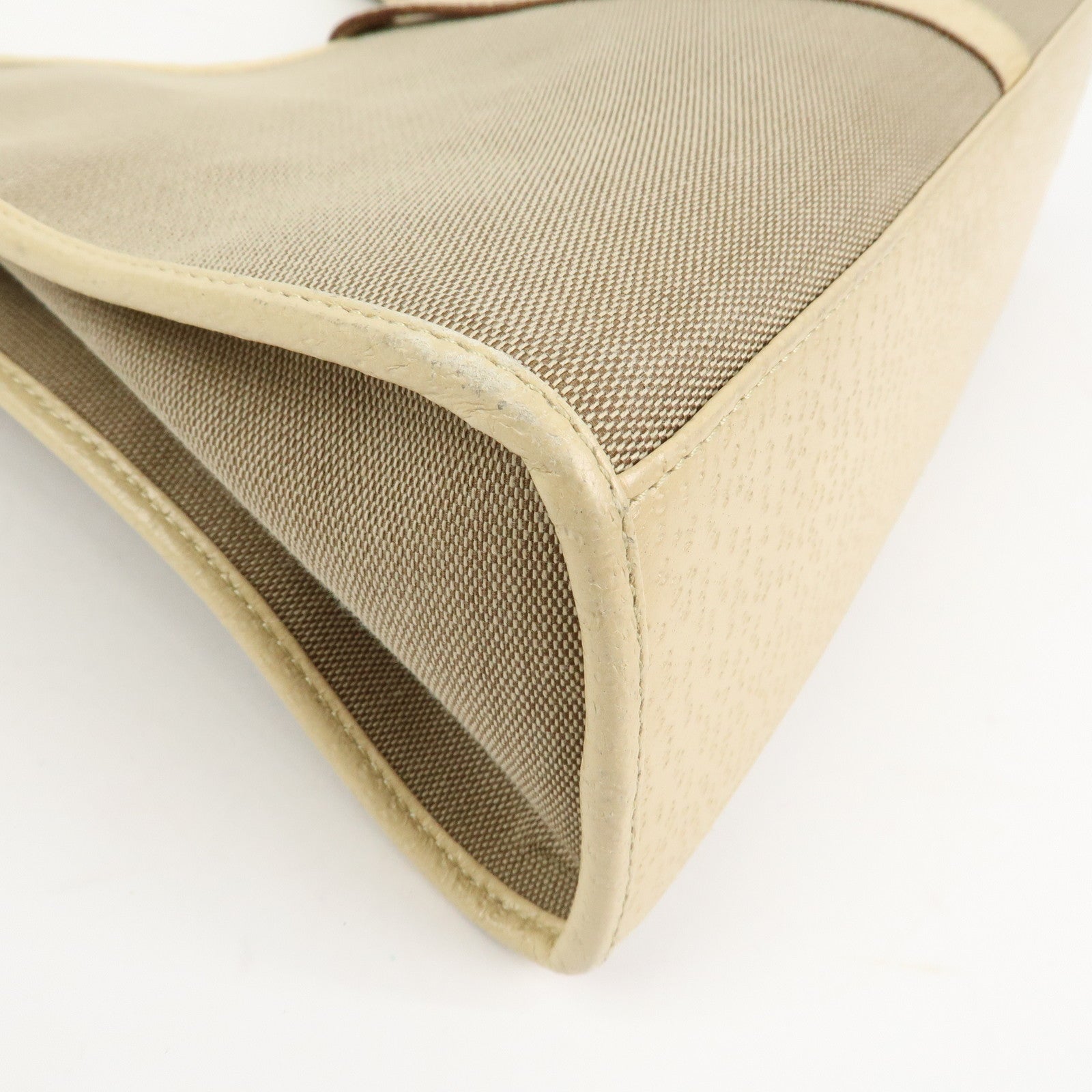 GUCCI Jackie Canvas Leather Shoulder Bag Hand Bag Beige 002.1067