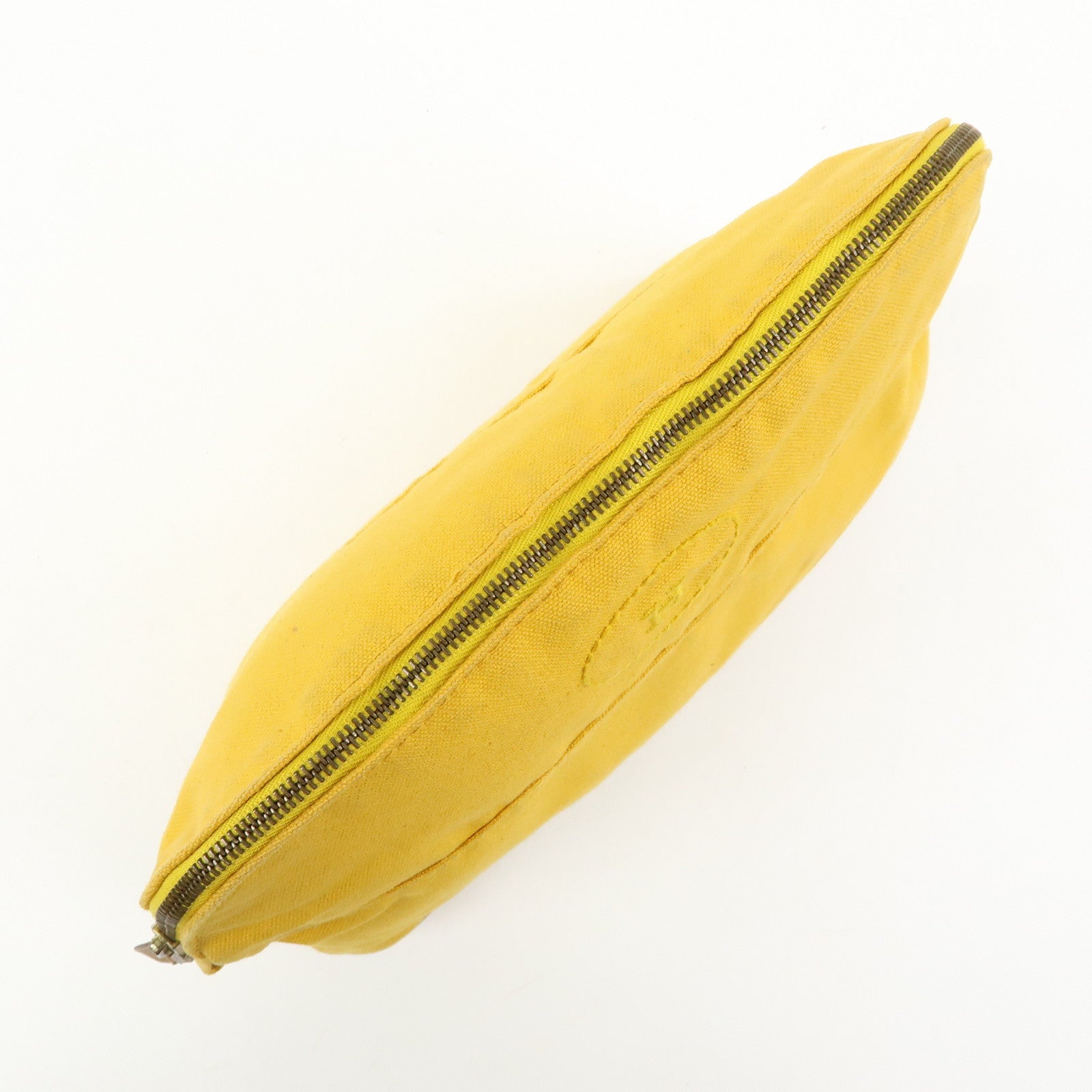 HERMES Bolide MM Canvas Leather Pouch Cosmetic Pouch Yellow