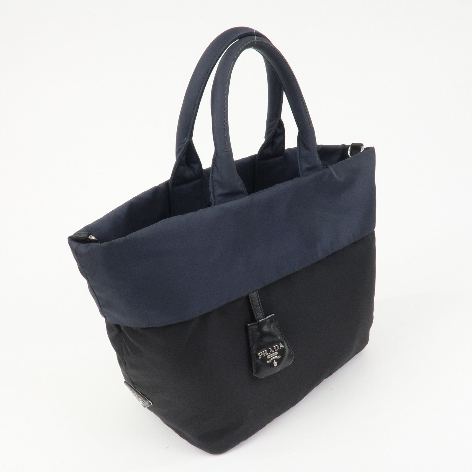 PRADA Nylon 2 Way Bag Hand Bag Shoulder Bag Black Navy BR4521