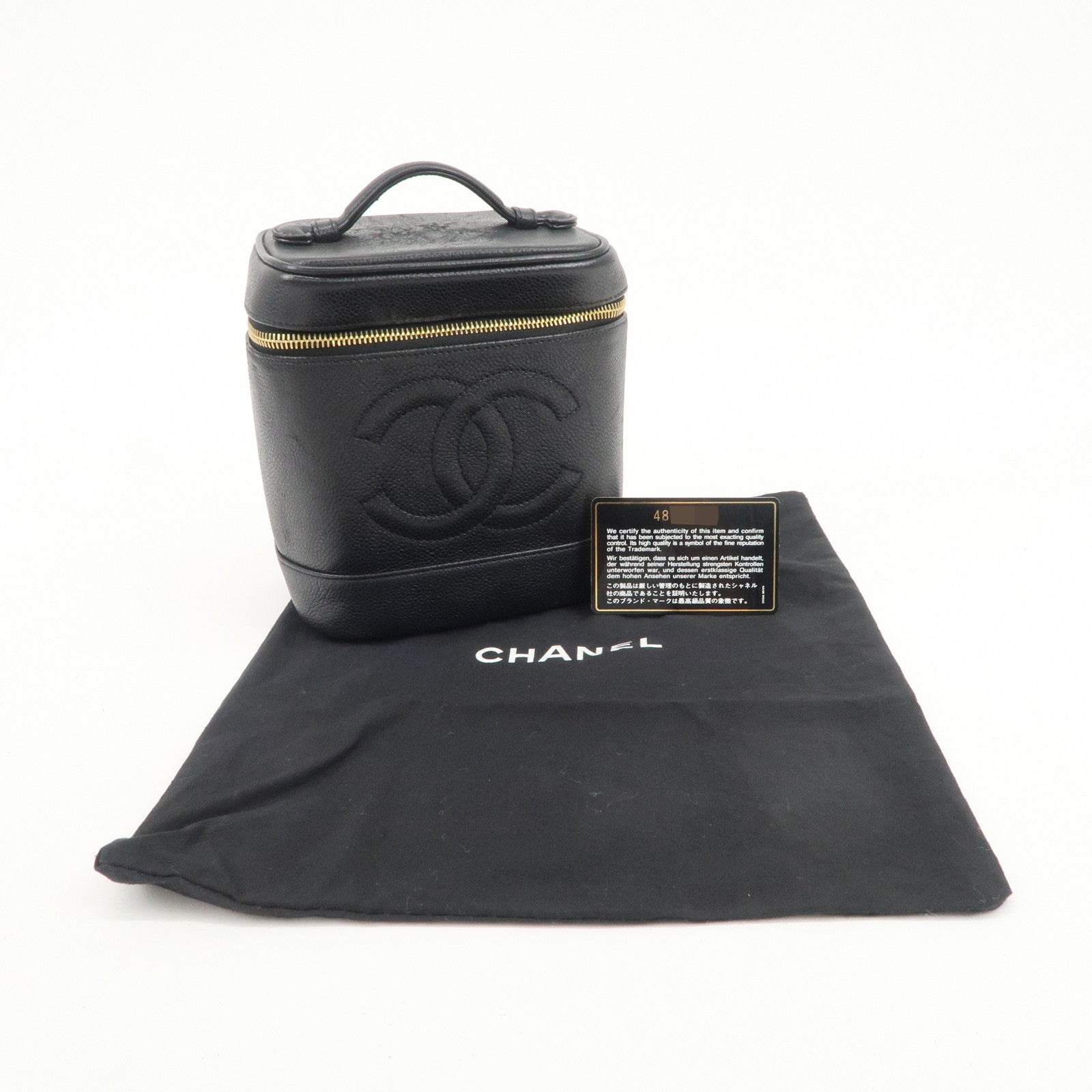 CHANEL COCO Mark Caviarskin Vanity Bag Hand Bag Black A01998