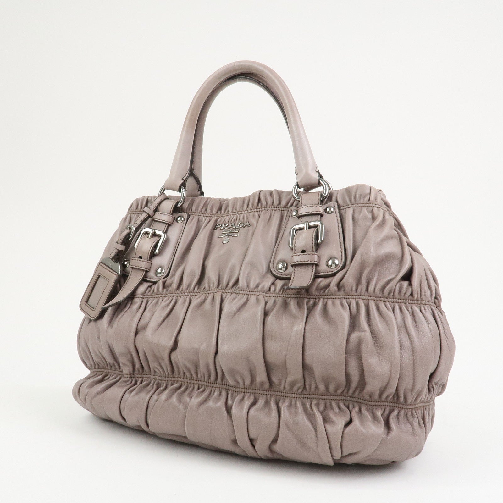 PRADA Logo Nappa Leather 2Way Bag Shoulder Bag Hand Bag Gray