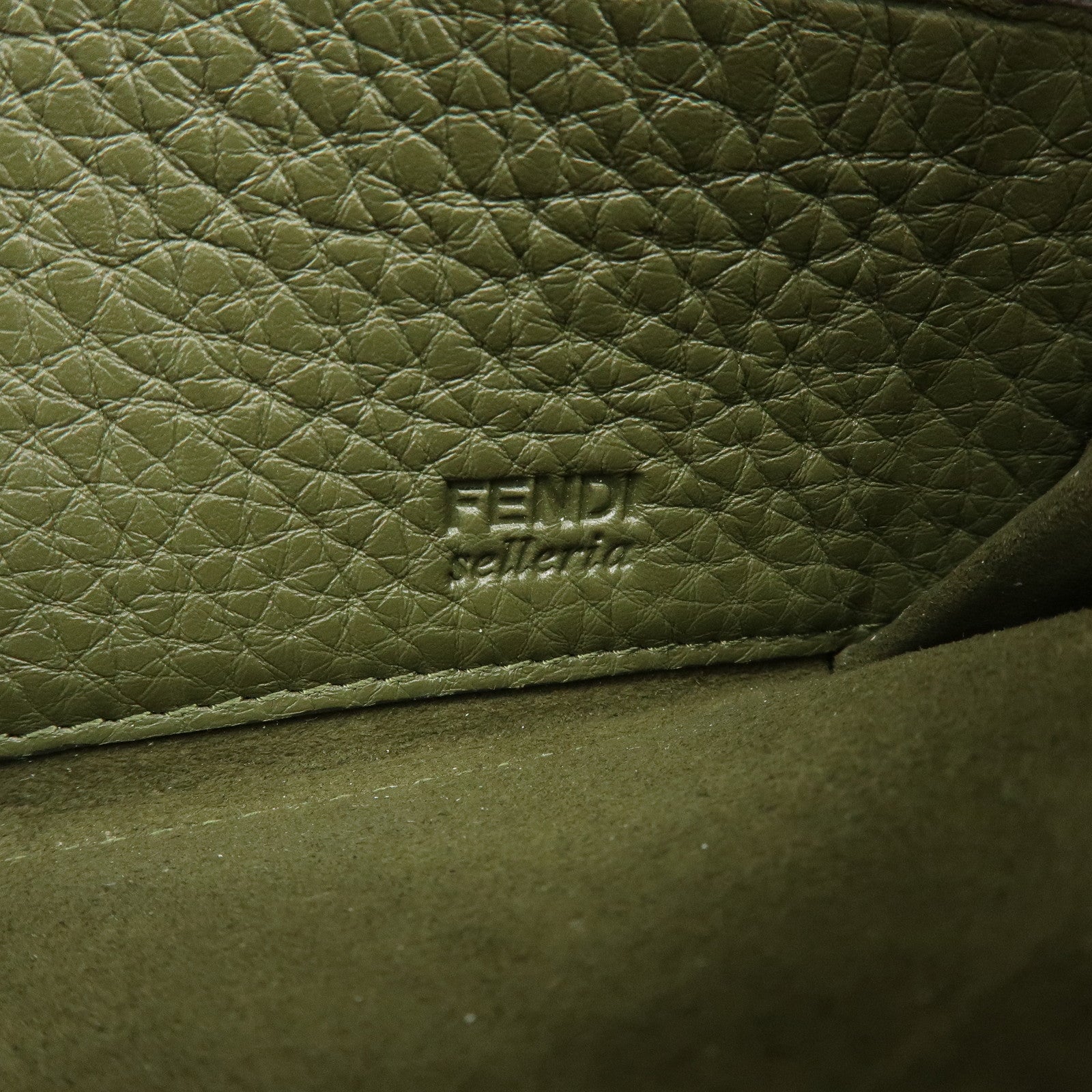 FENDI Selleria Leather Zippy Long Wallet Khaki 8M0299