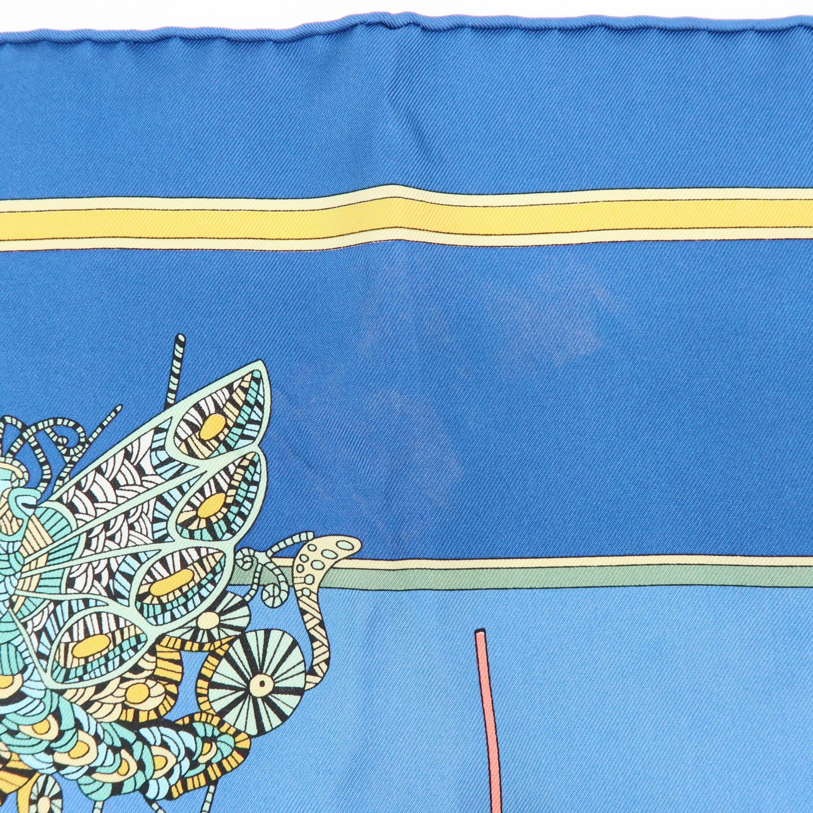HERMES Carre 90 Silk 100% Scarf LE TEMPS des MARIONNETTES Blue