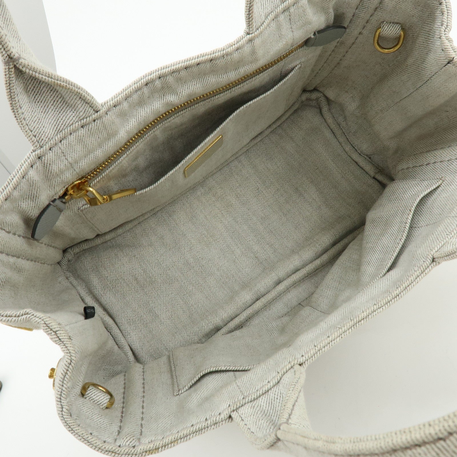 PRADA Canapa Mini Denim 2Way Bag Hand Shoulder Bag Gray 1BG439