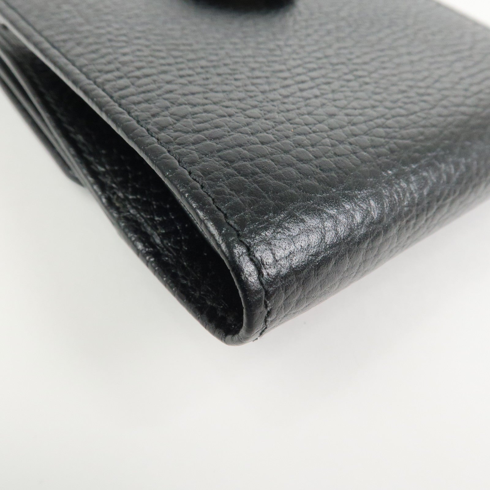 GUCCI Interlocking G Leather Bi-fold Compact Wallet Black 615525