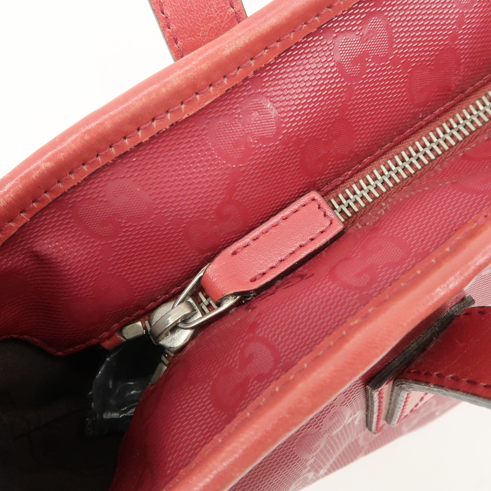 GUCCI Logo GG Imprime Leather Tote Bag Shoulder Bag Pink 211138