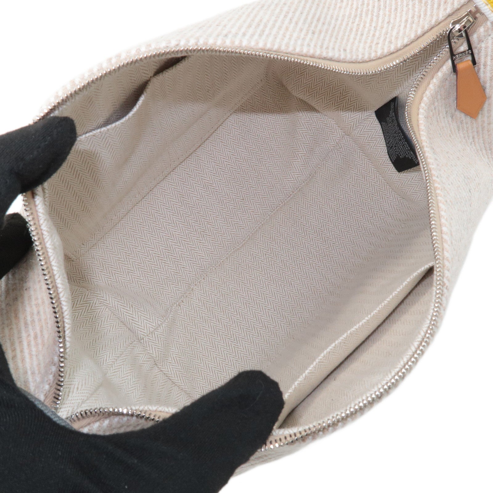 HERMES Wool Bride A Brac PM Hand Bag Silver Hardware Used