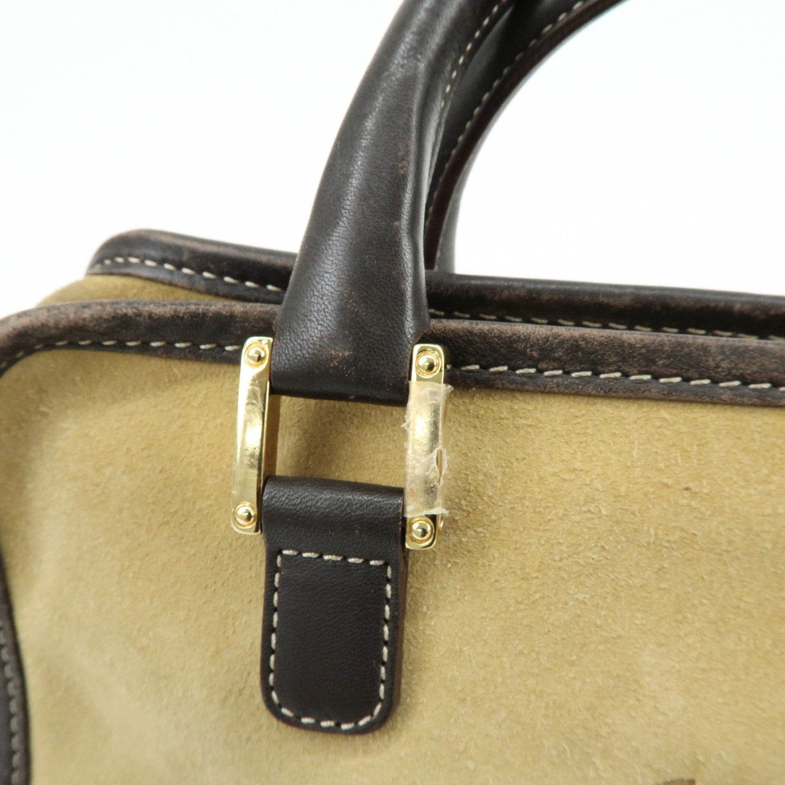 LOEWE Anagram Suede Leather Amazona 28 Hand Bag Brown