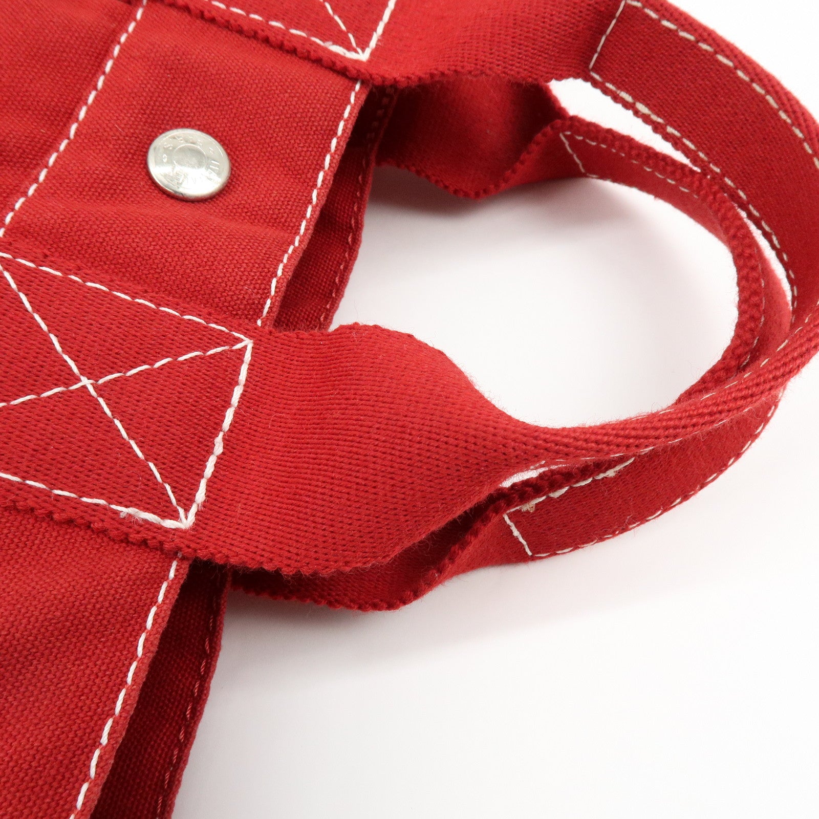 HERMES Deauville PM Canvas Hand Bag Tote Bag Red