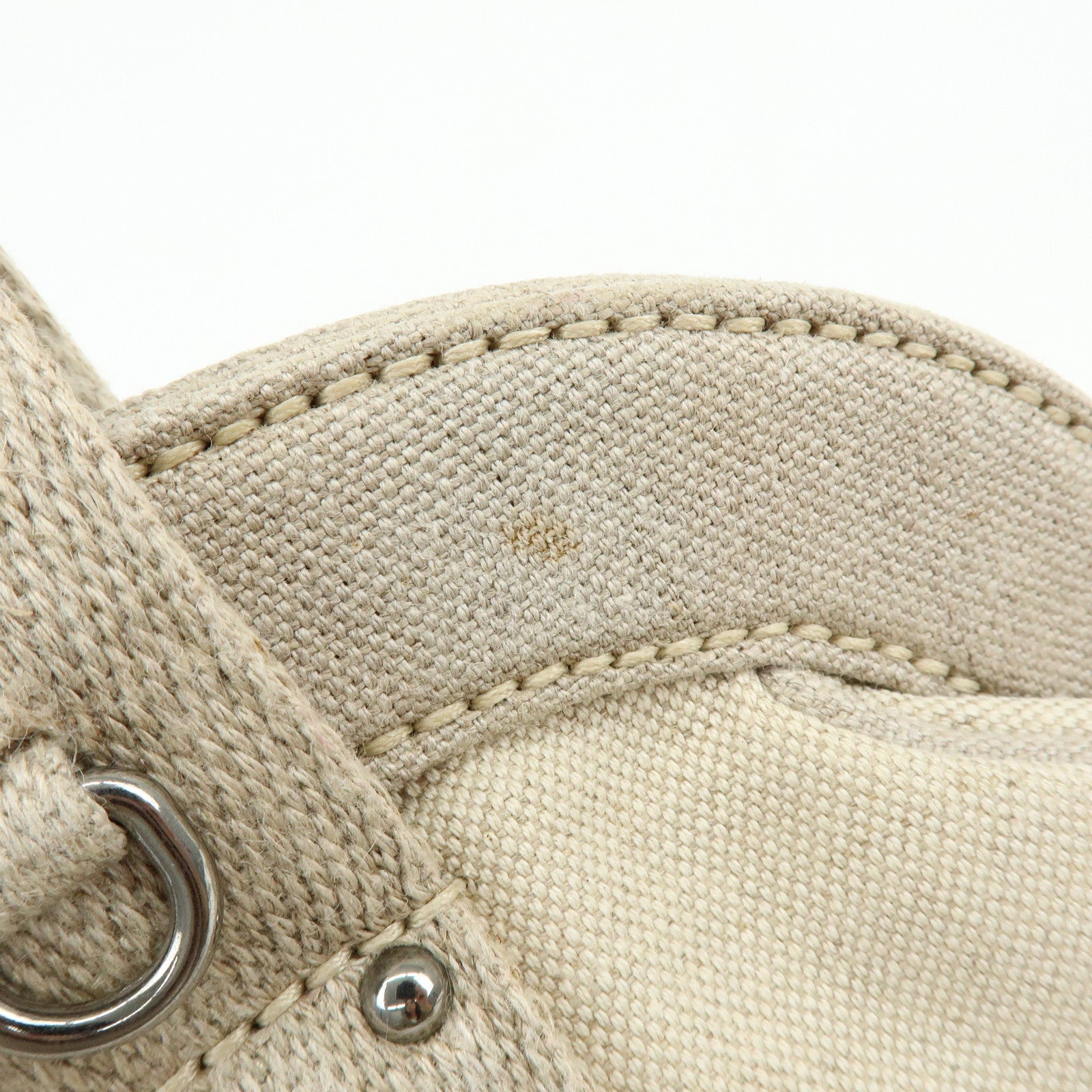 PRADA Denim Boston Bag Hand Bag Natural BN1886