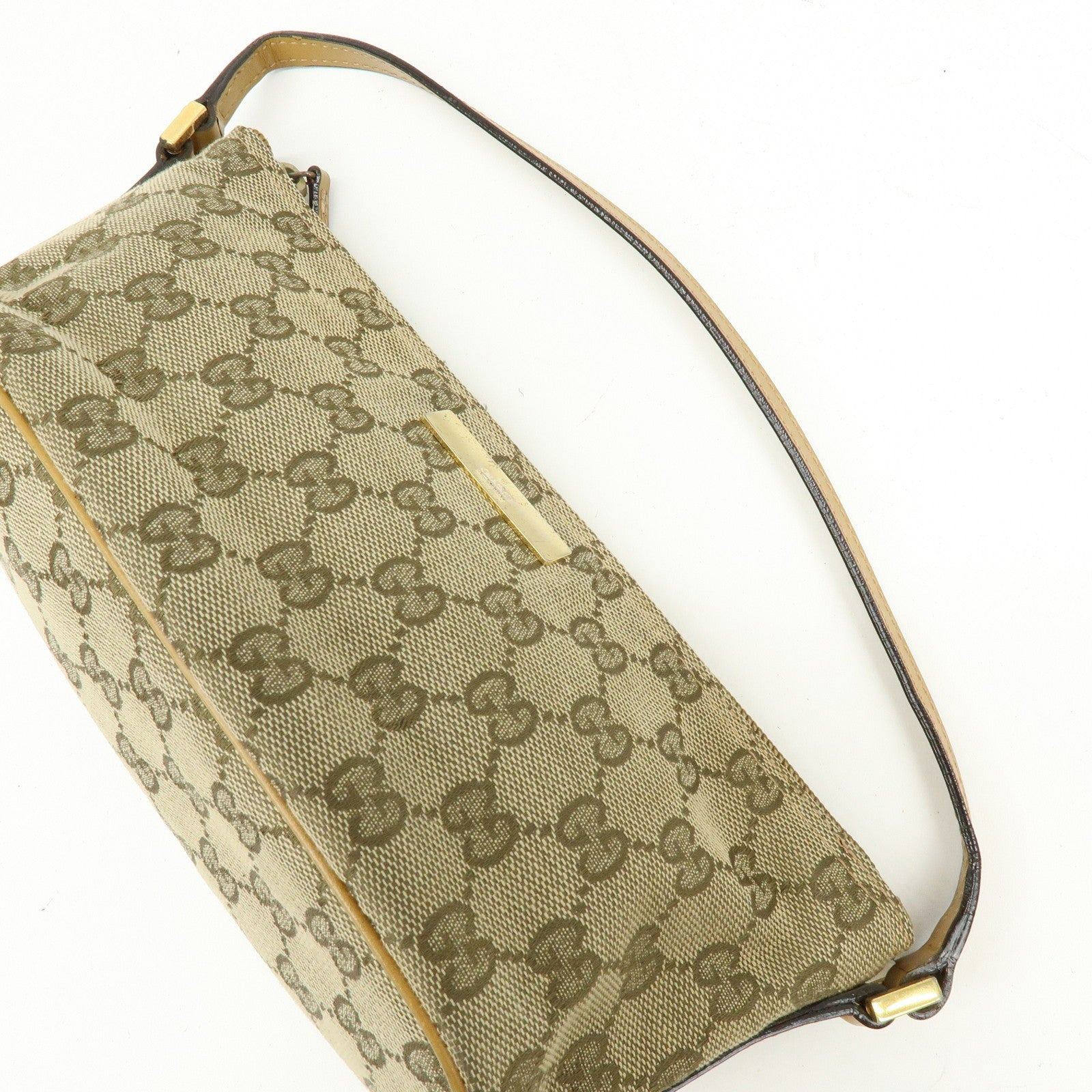GUCCI Boat Bag GG Canvas Leather Hand Bag Beige Yellow 039・1103