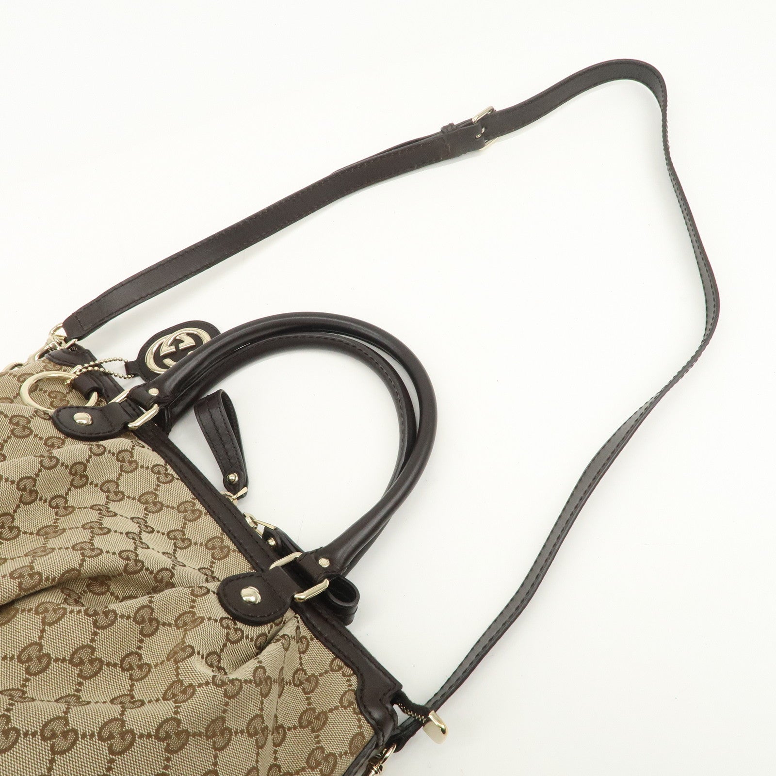 GUCCI Sukey Interlocking G Canvas Leather 2Way Shoulder Bag 247902