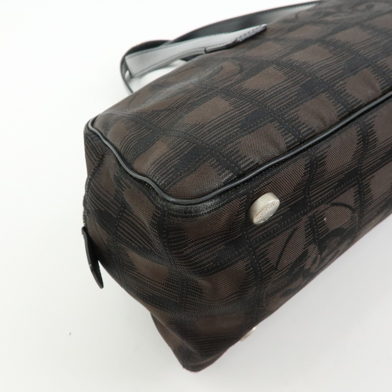 CHANEL New Travel Line Nylon Jacquard Mini Boston Bag Brown A15828