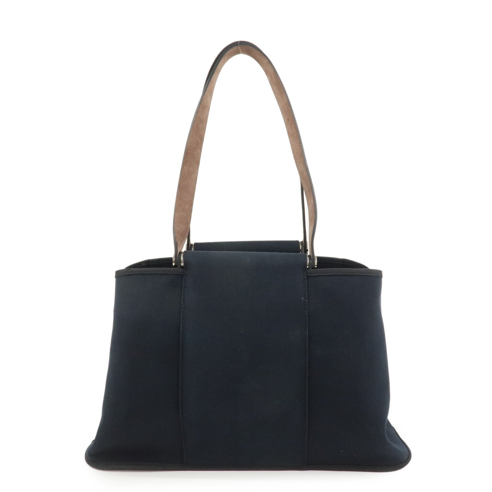 HERMES Cabas Elan PM Toile Officier Leather Tote Bag Hand Bag Black