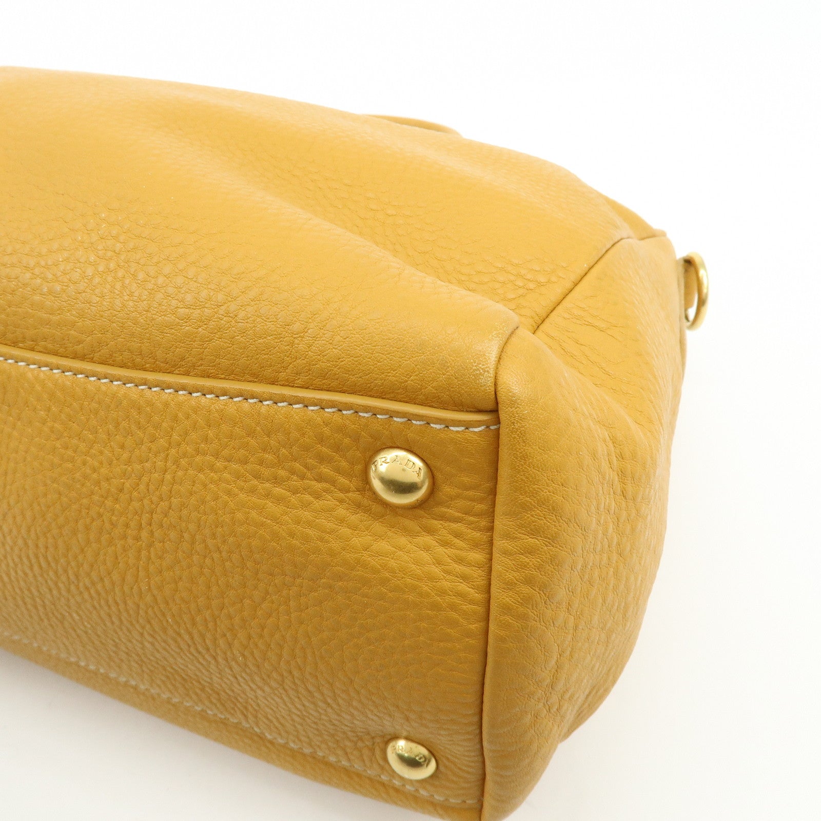 PRADA Triangle Logo Leather 2Way Bag Hand Bag Shoulder Bag BL0778