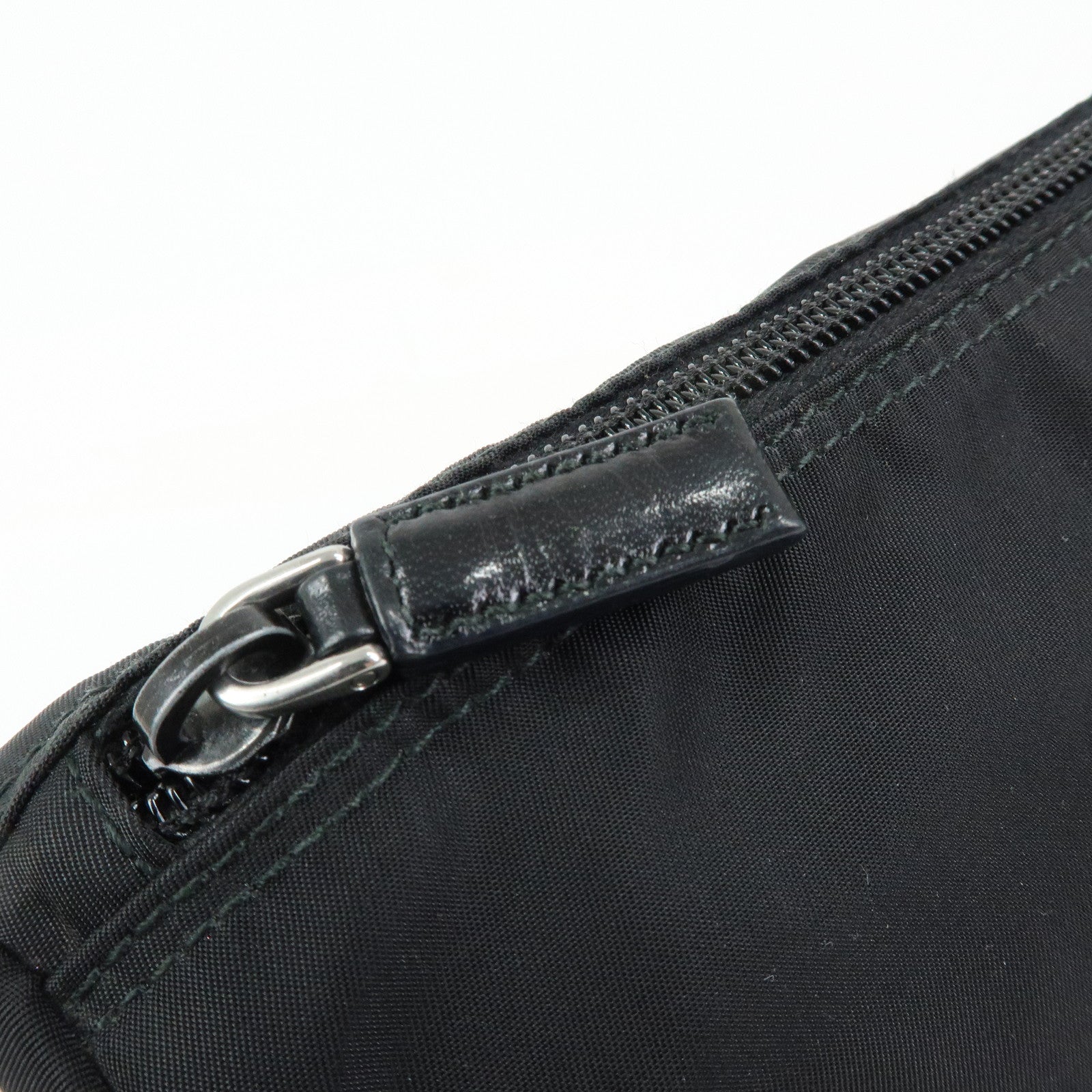 PRADA Triangle Logo Nylon Cosmetic Pouch Makeup Bag Black