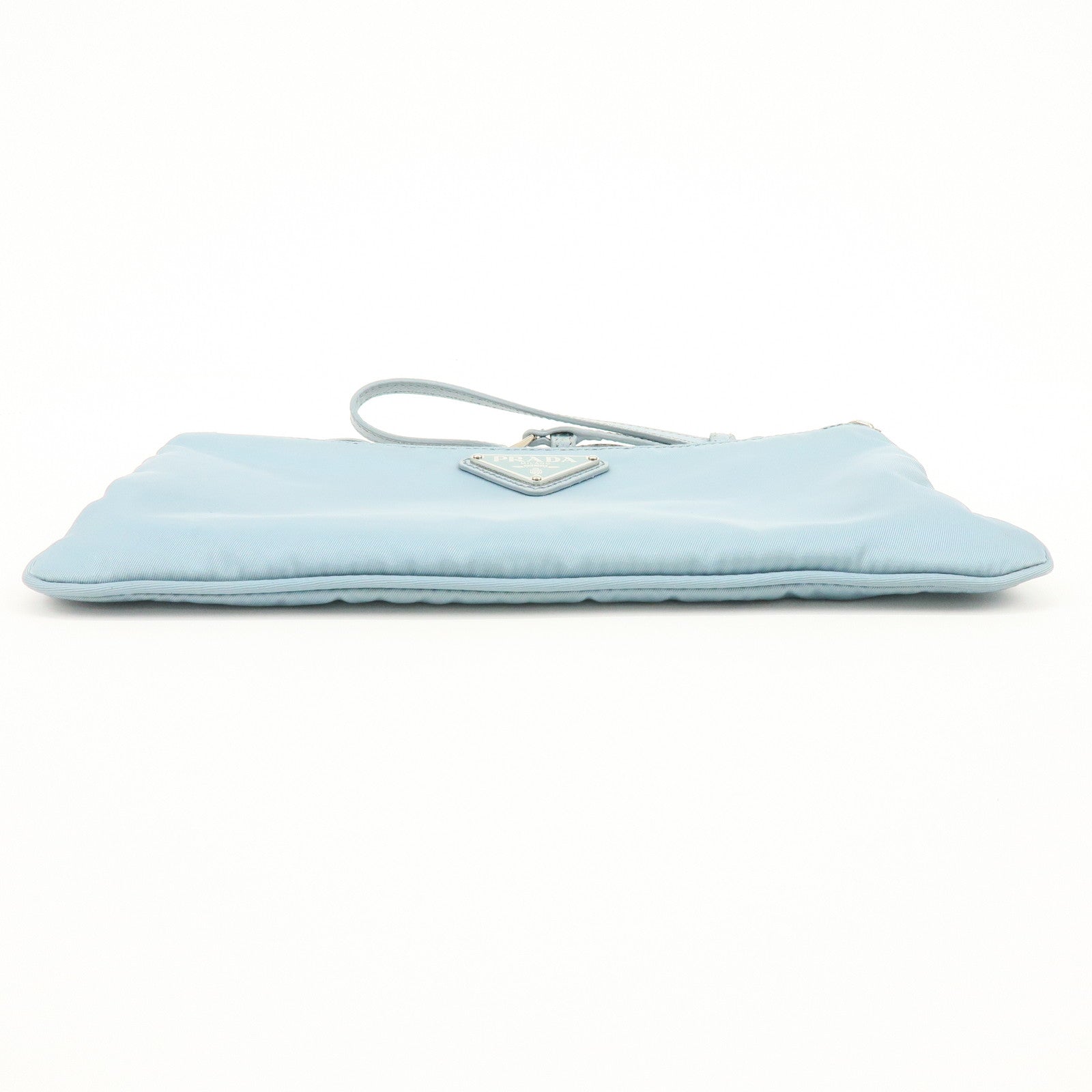 PRADA Triangle Logo TESSUTO IMPUNTU Nylon Pouch Light Blue 1NH545