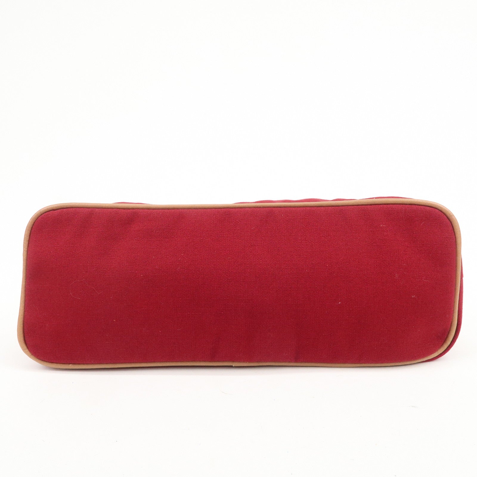 HERMES Canvas Bolide Pouch GM Cosmetic Pouch Makeup Bag Wine Red