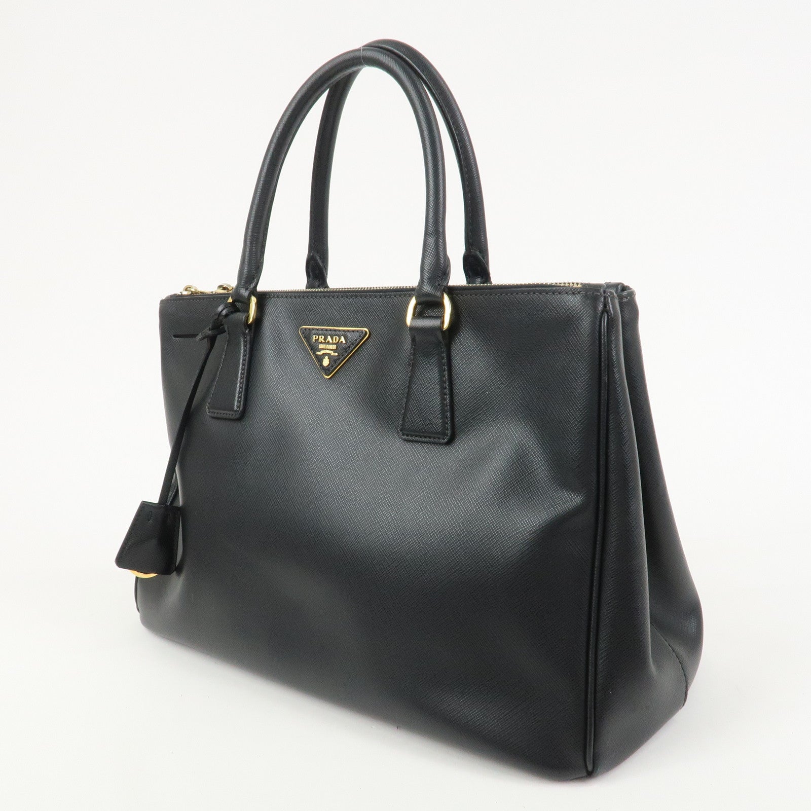 PRADA Galleria Triangle Logo Saffiano Leather 2Way Bag Black BN2274